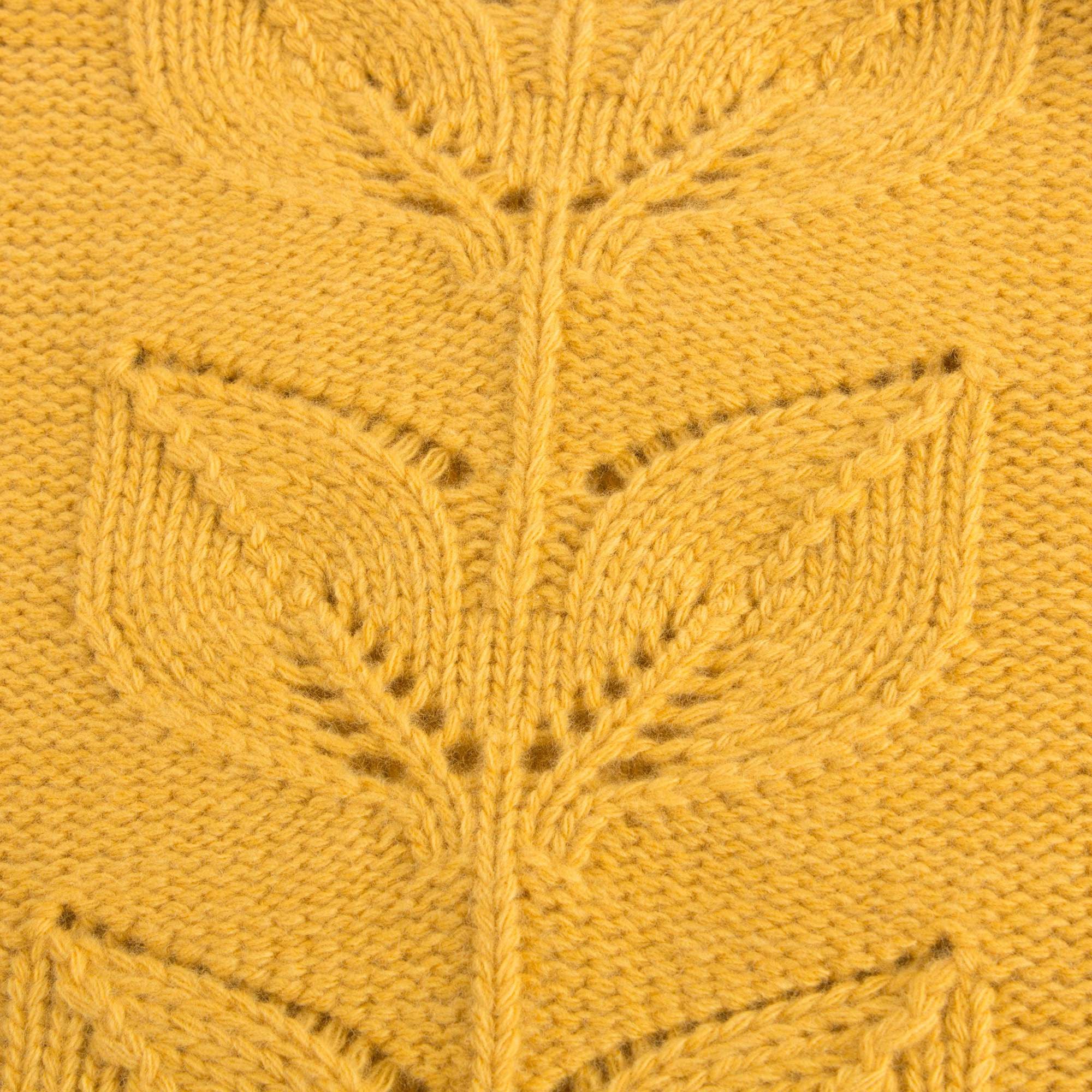 Girls Yellow Wool Sweater Leaves Hollow