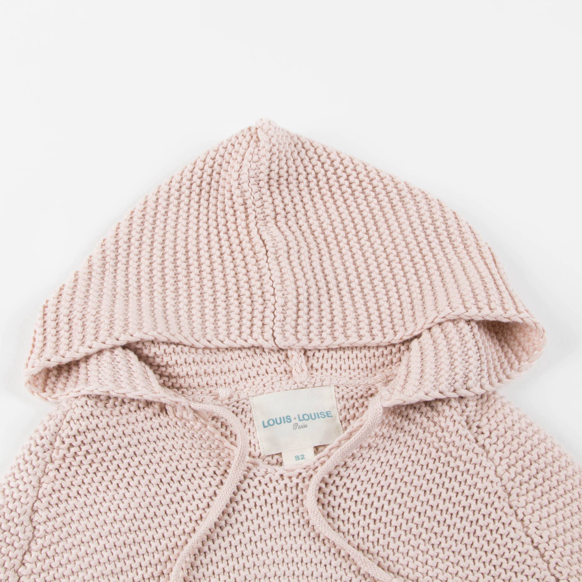 Girls Pink "Knitted Cotton" Knitted Cape