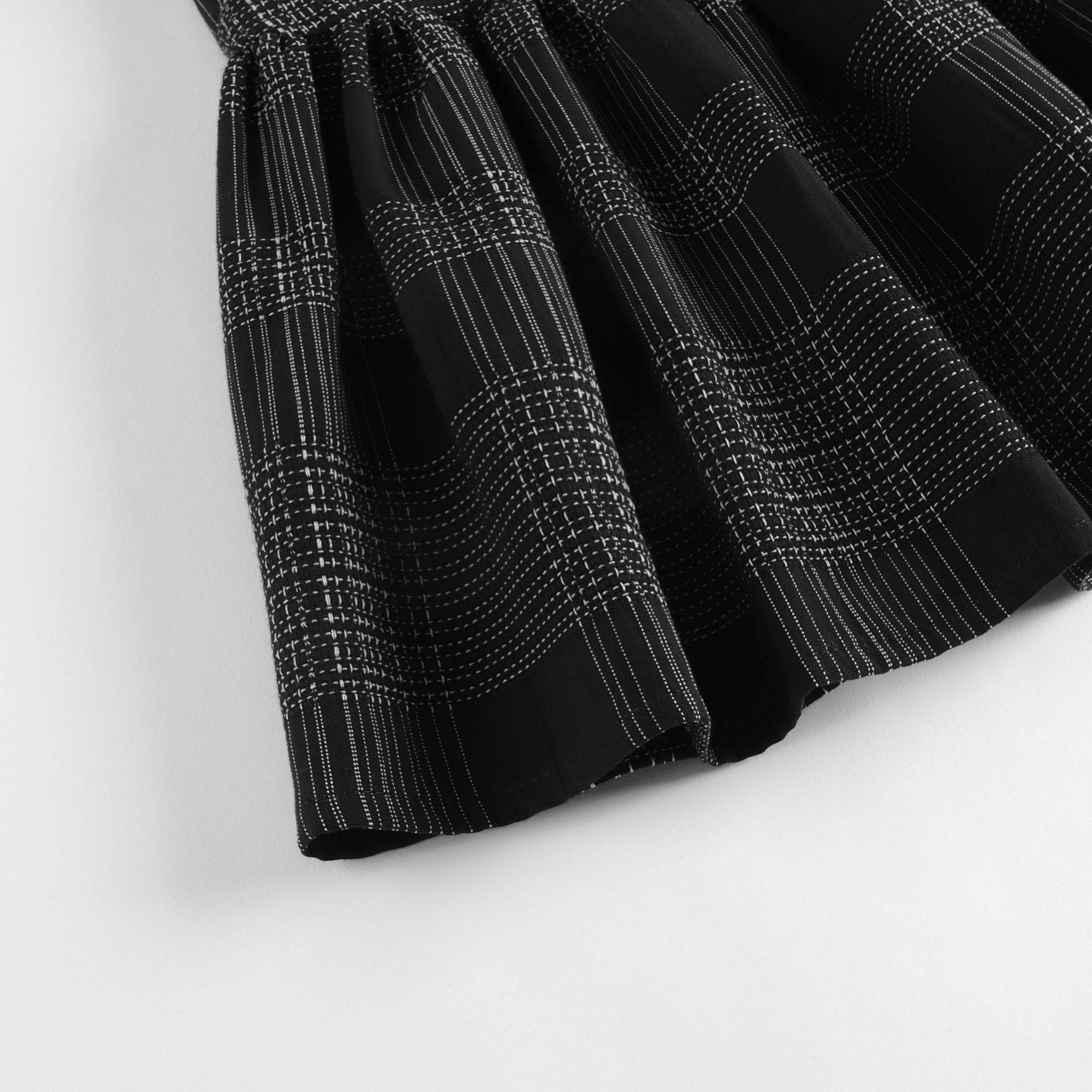 Girls Black Check Cotton Dress