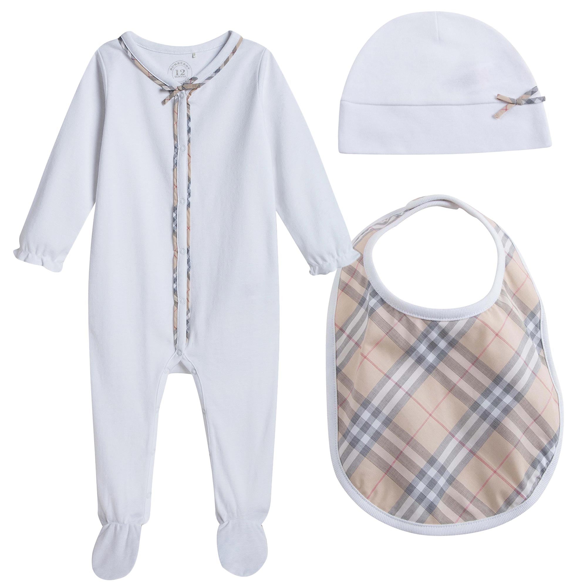 Baby Girls White Boxed Gift Set With Babygrow, Hat & Bib - CÉMAROSE | Children's Fashion Store - 1