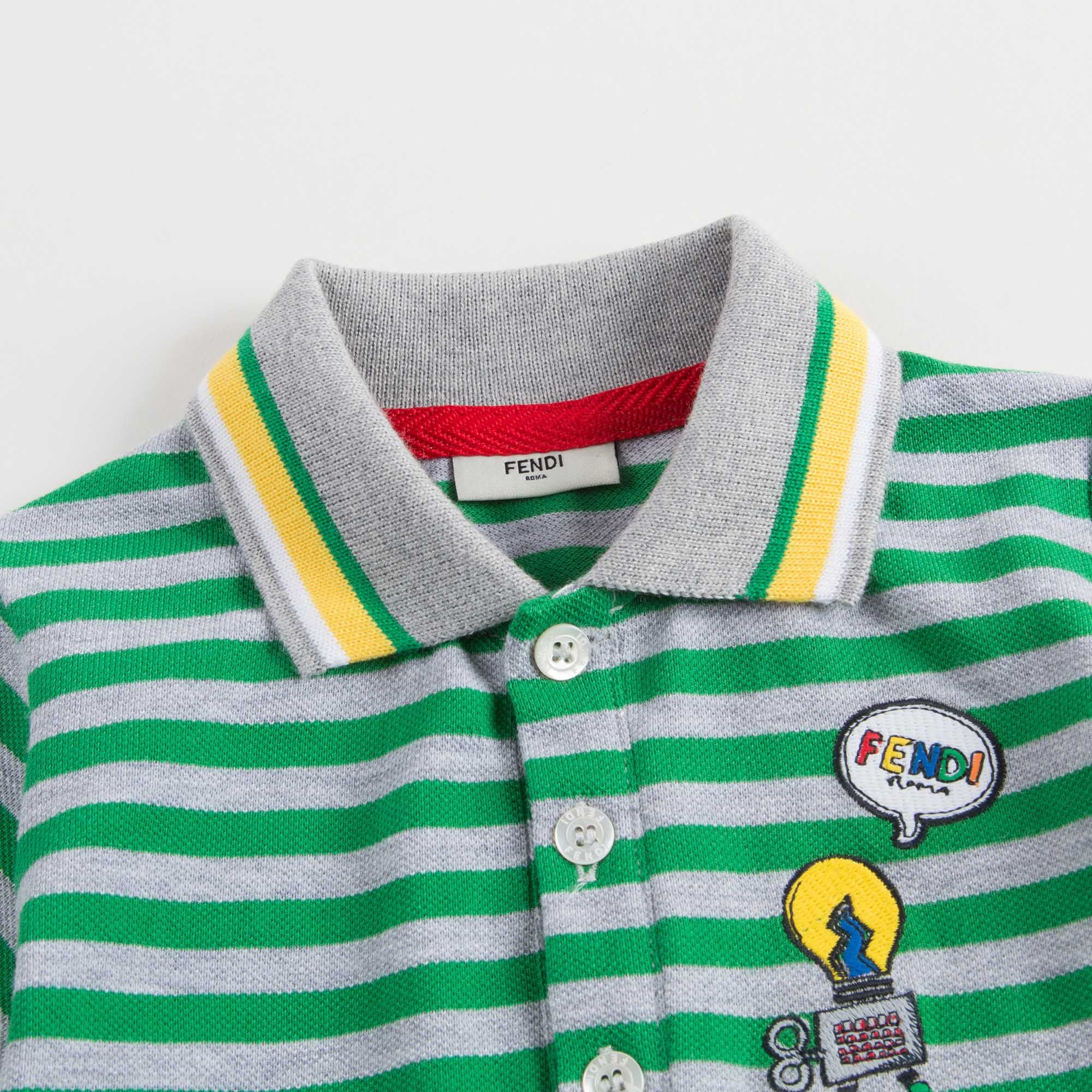 Baby Boys Green & Grey Striped Polo Shirt