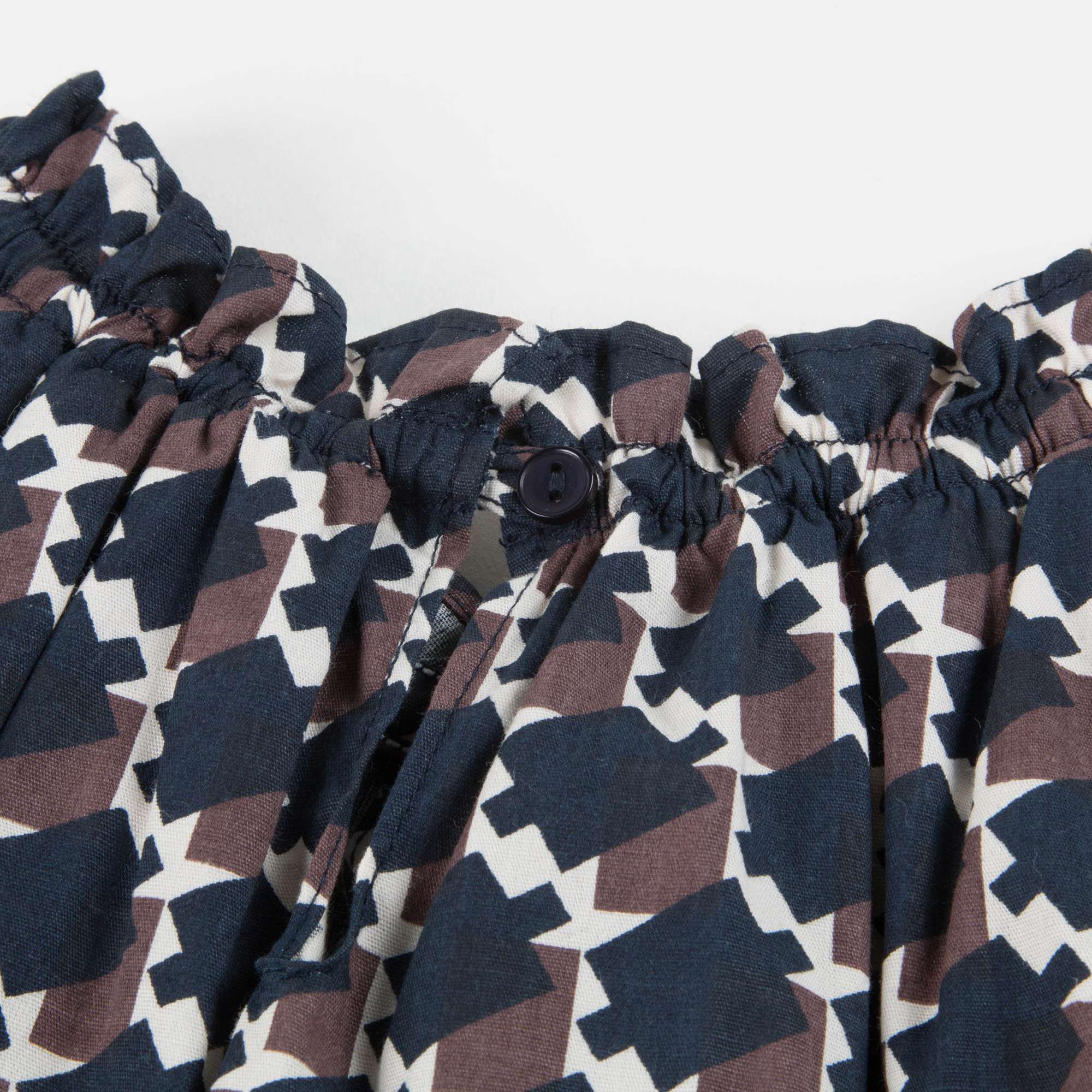 Girls Blue & Chocolate Cotton Woven Dress