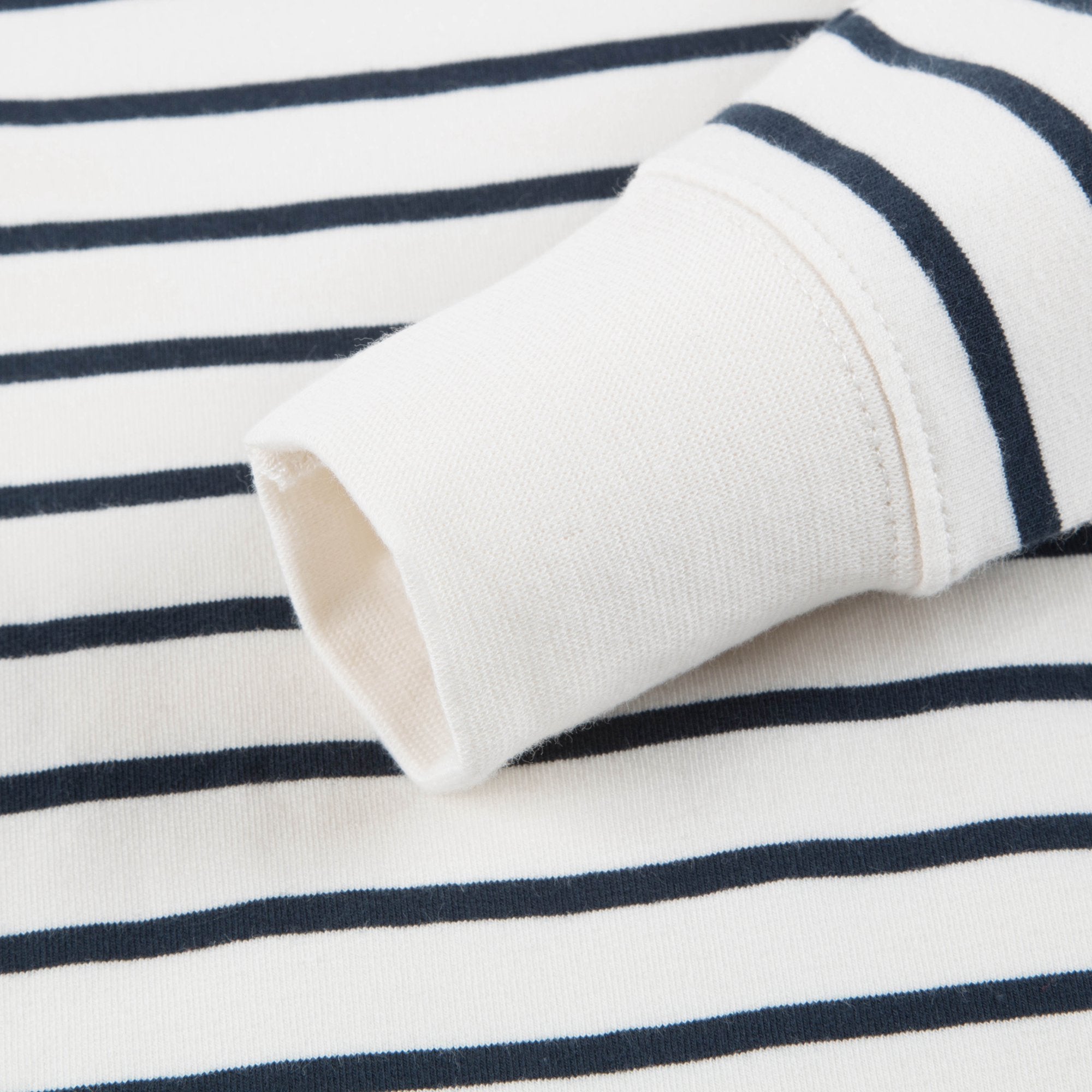 Girls Off White & Navy Small Stripes Sweatshirt