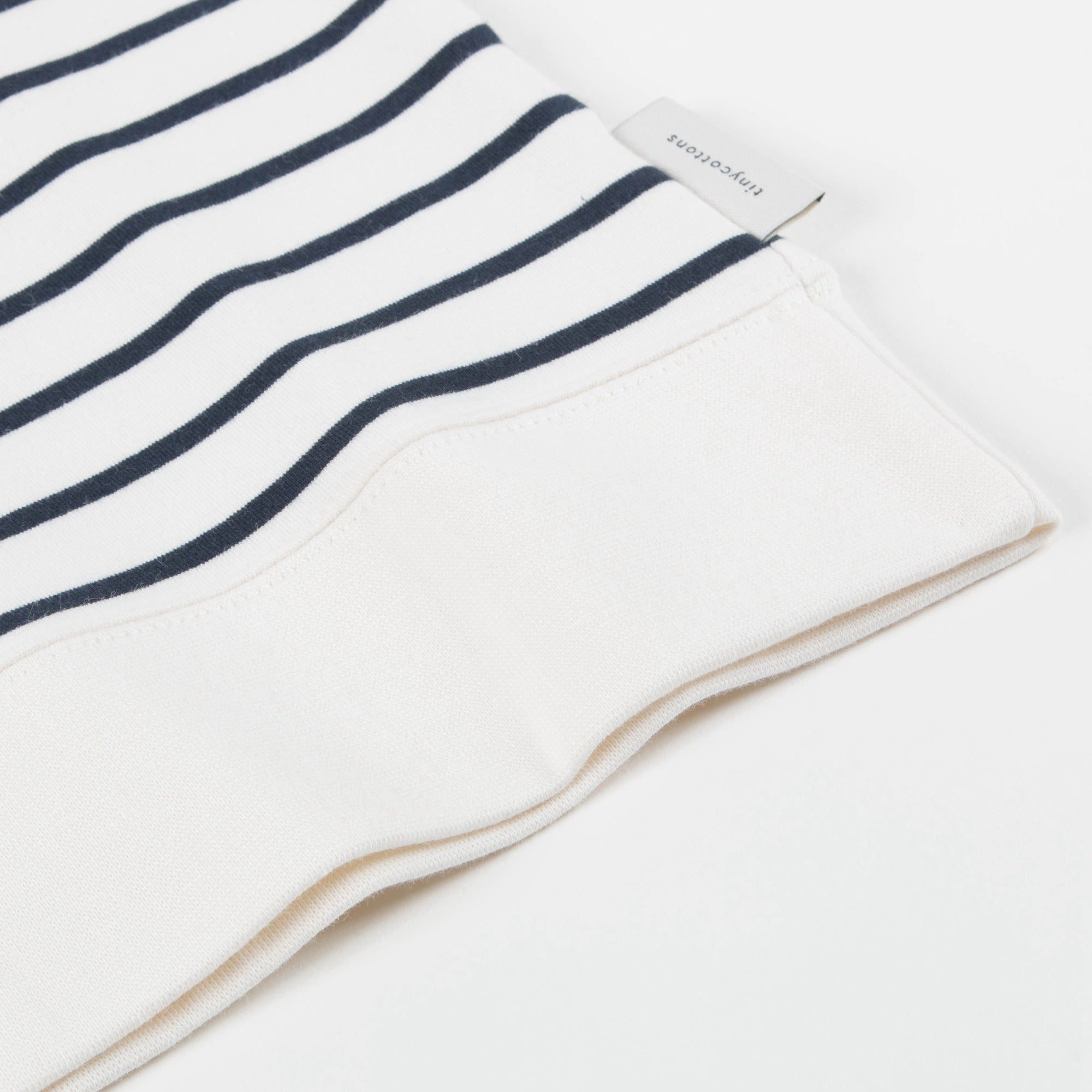Girls Off White & Navy Small Stripes Sweatshirt