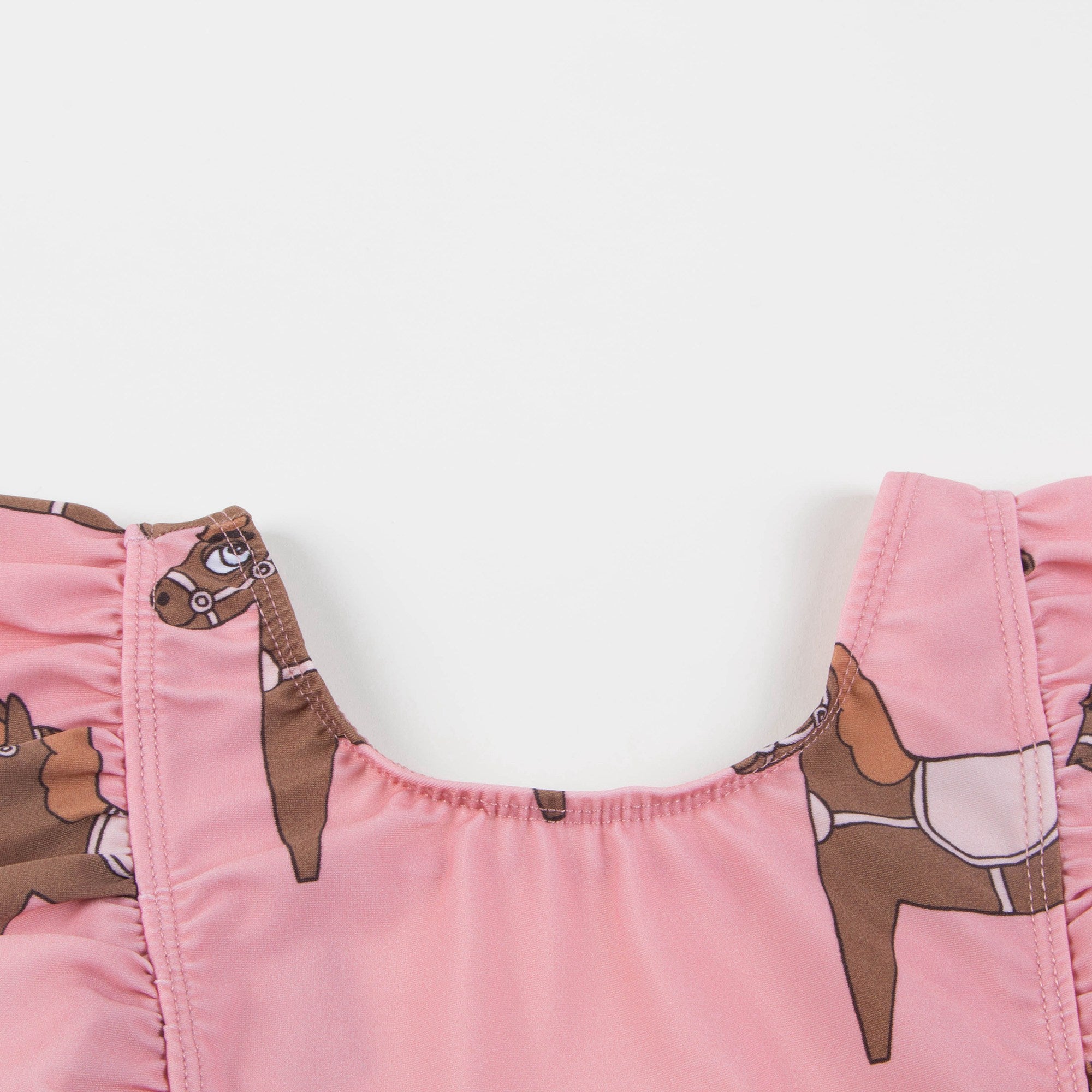 Girls Pink Horse Ruffled Swimsuit