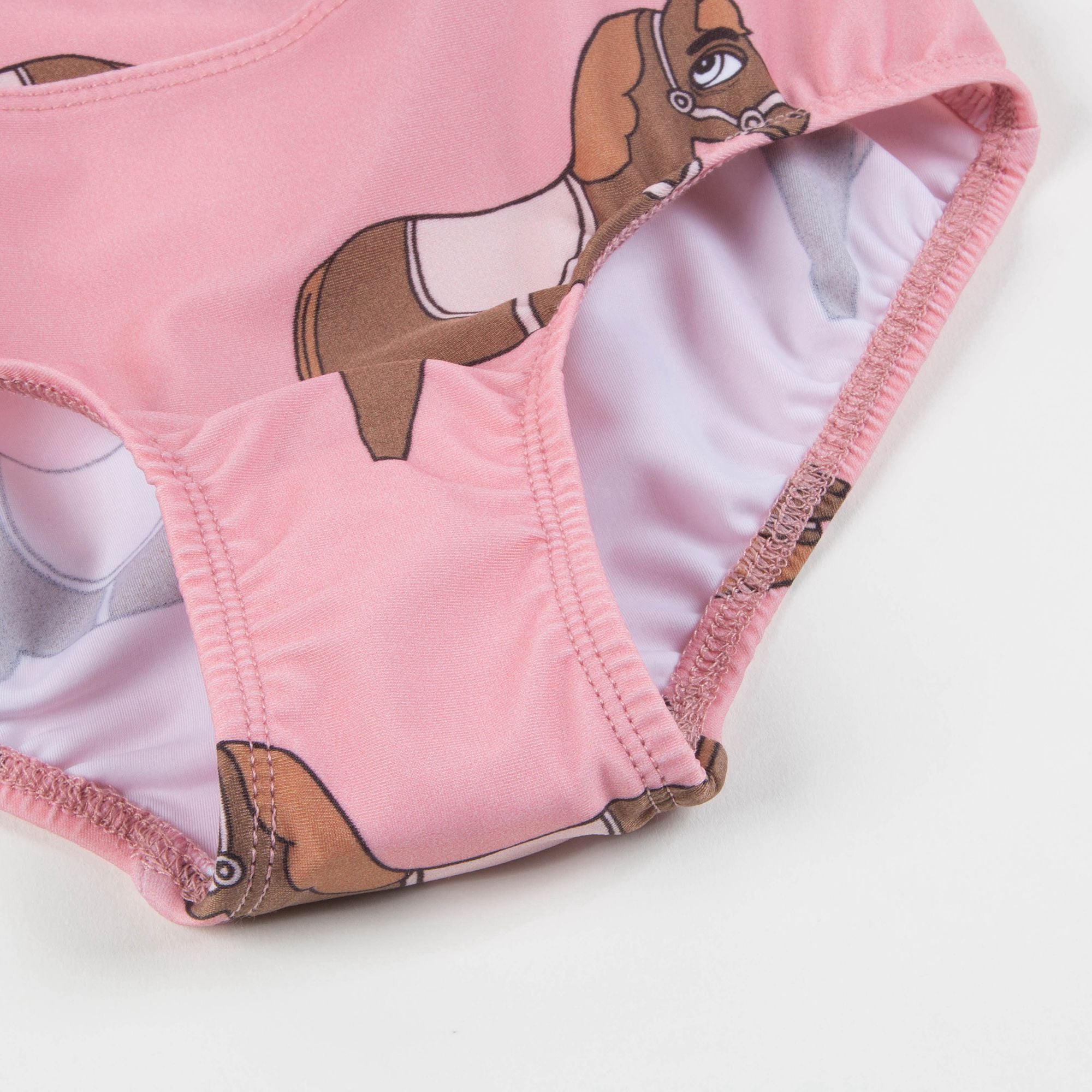 Girls Pink Horse Ruffled Swimsuit