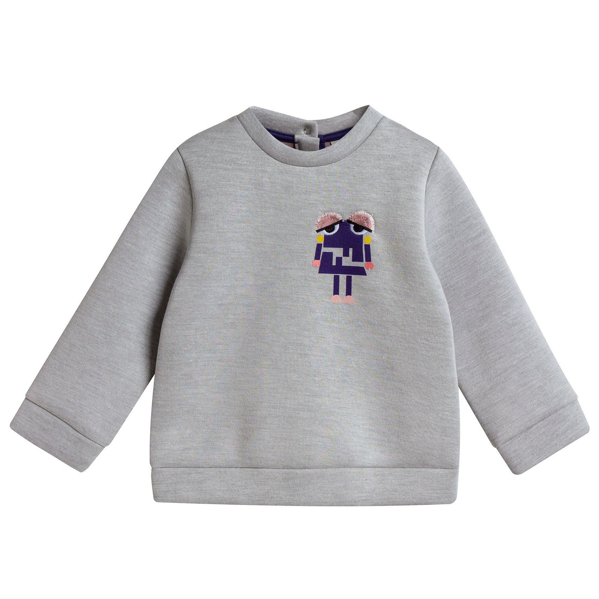 Baby Girls Grey Cotton Monster Trims Sweatshirt - CÉMAROSE | Children's Fashion Store - 1