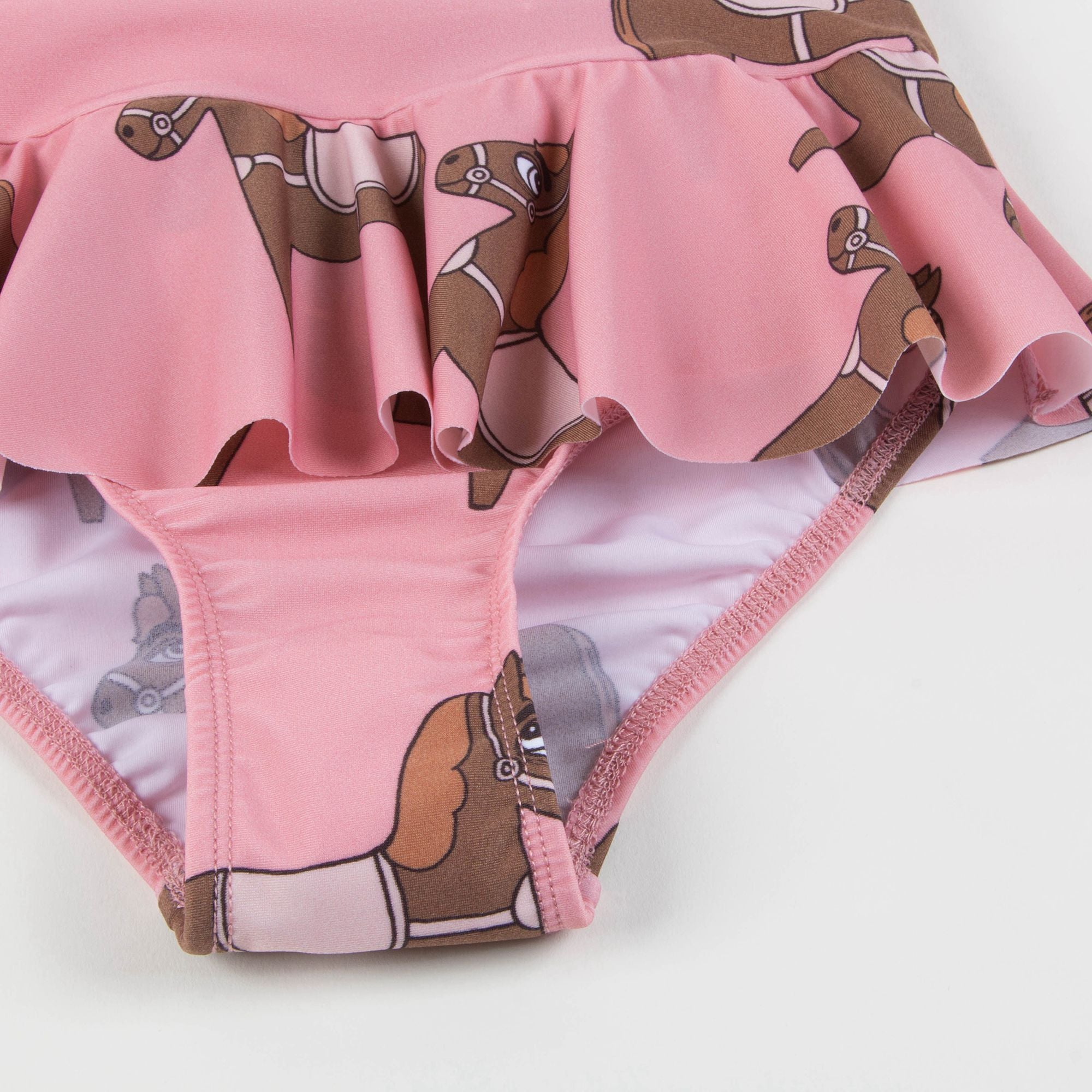 Girls Pink Horse Skirt Swimsuit
