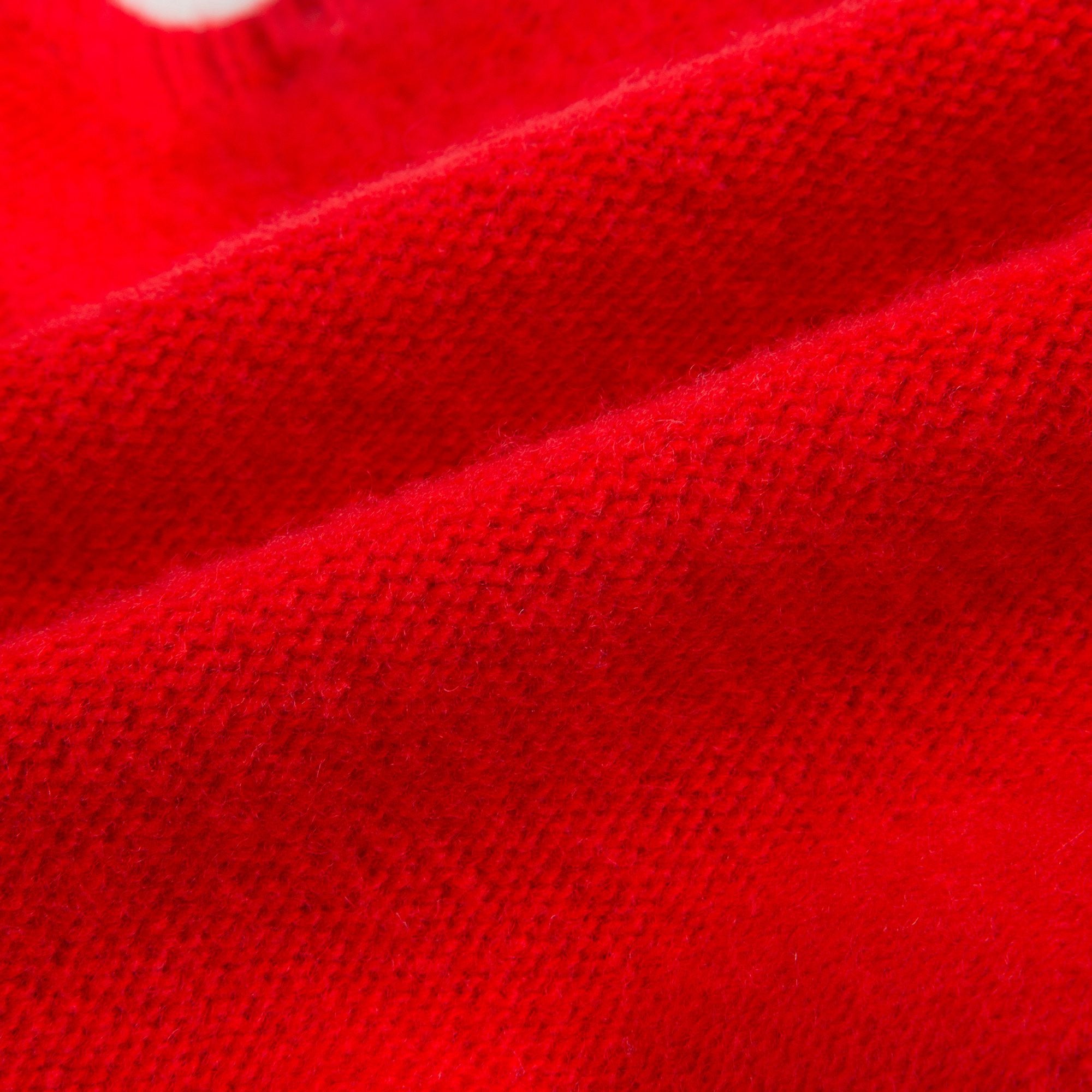Girls Red Wool Cardigan With Pom-Pom Trims