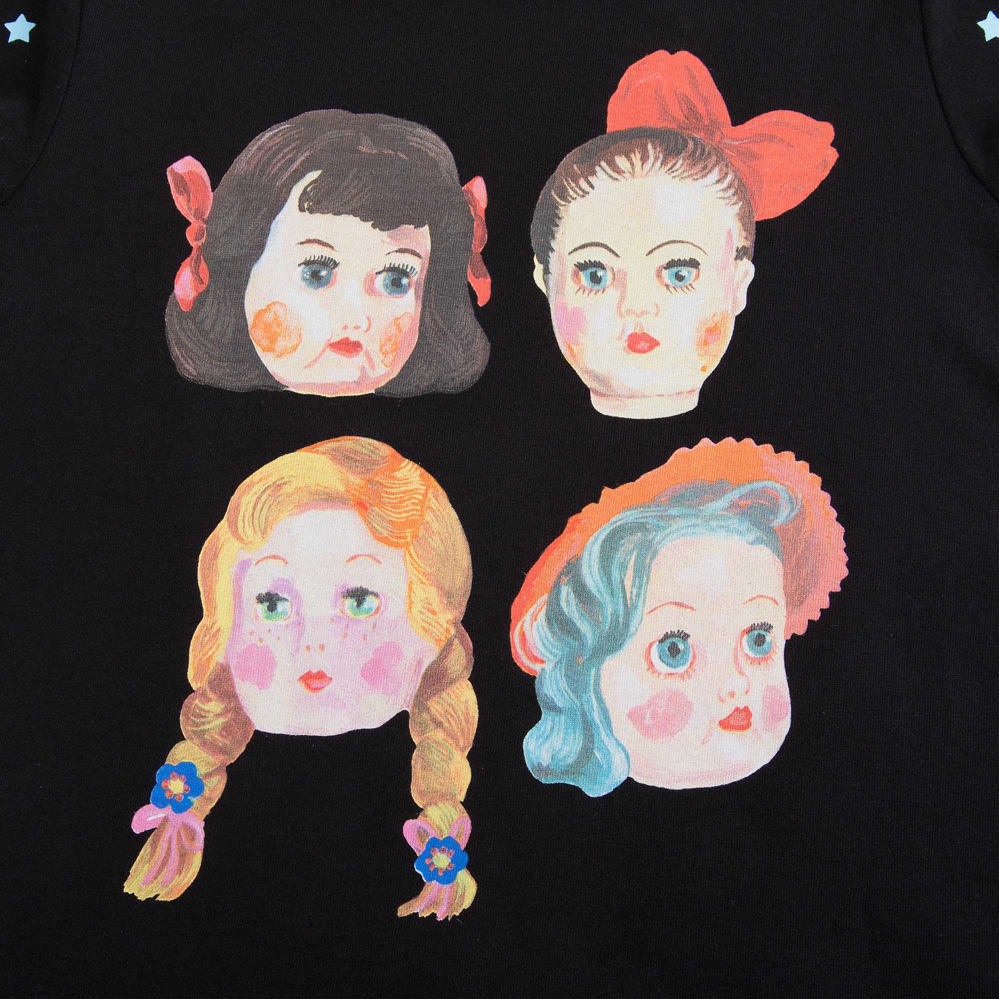 Girls Black Cotton T-shirt