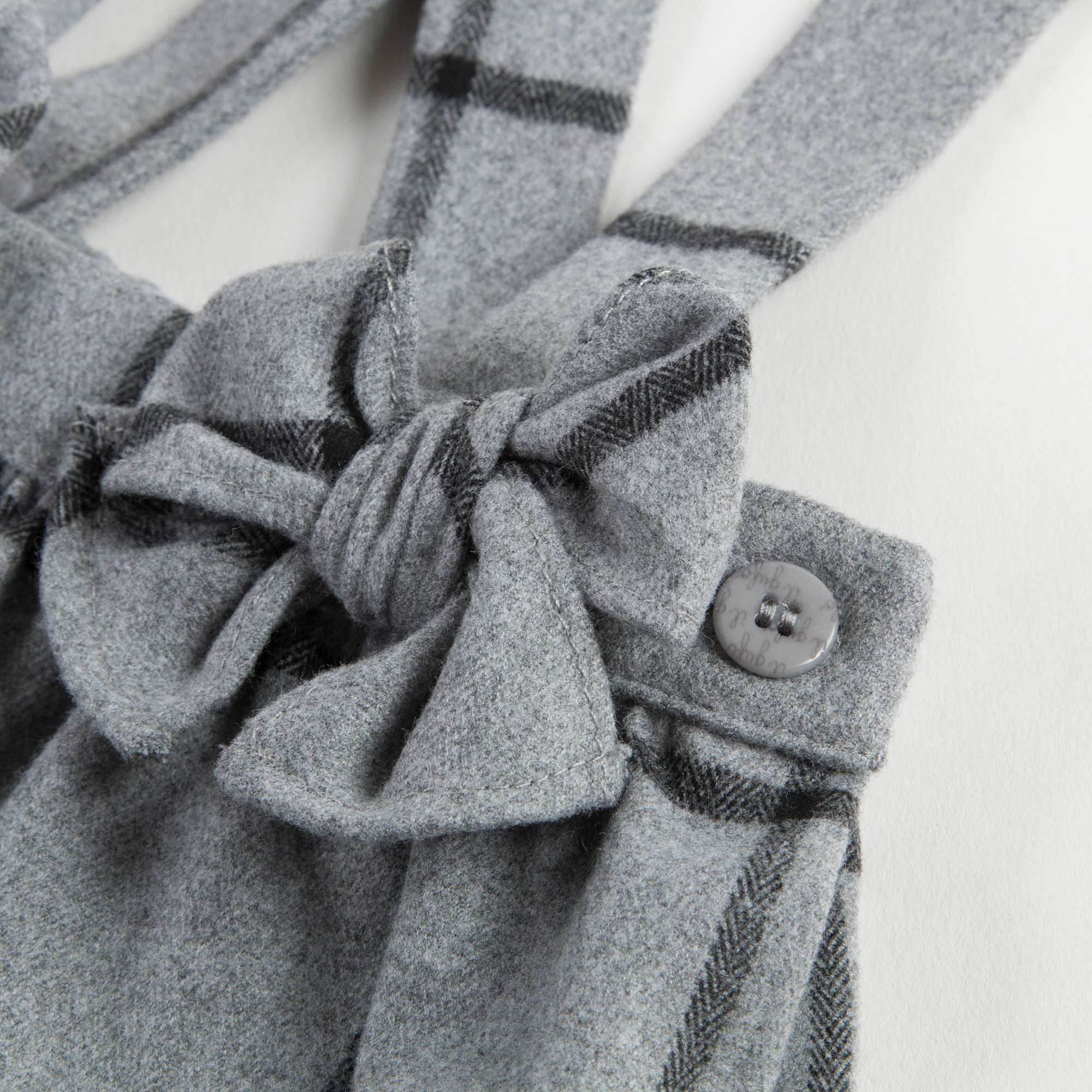 Baby Girls Grey Checked Skirt With Bow