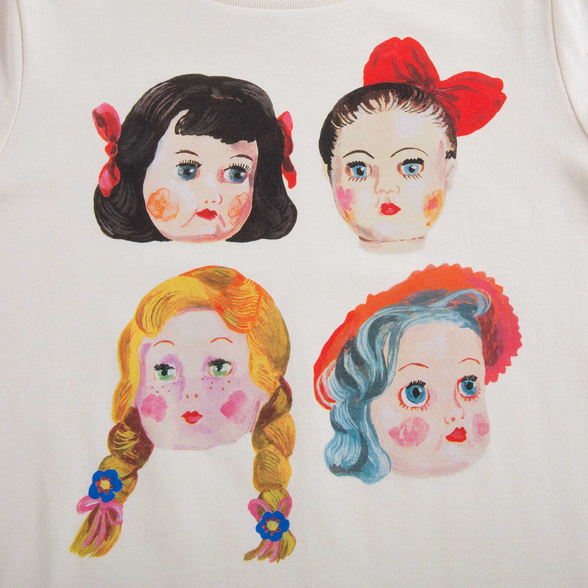 Girls Beige Printed Cotton T-shirt