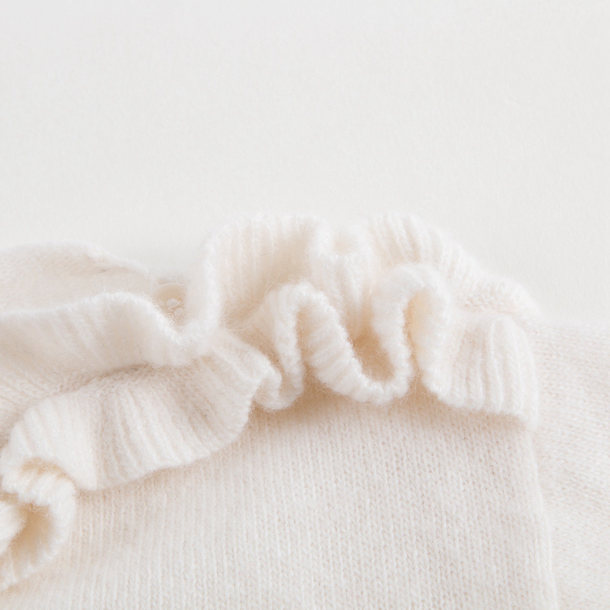 Girls Ivory Wool Sweater with Ruffle