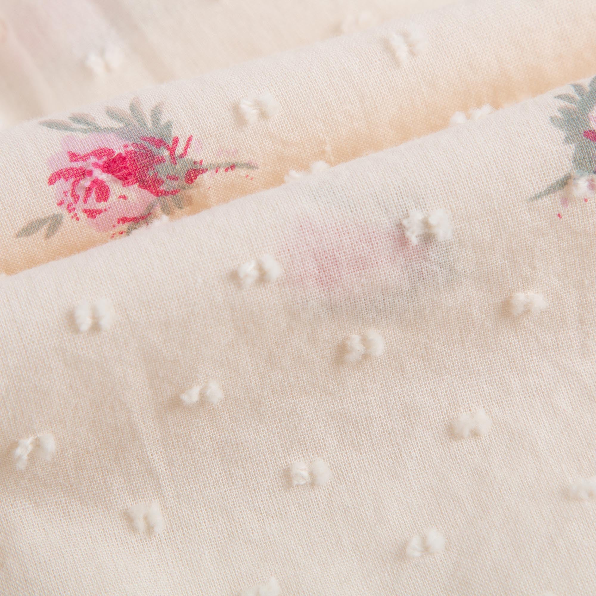 Girls Lvory With Pink Flowers Blouse