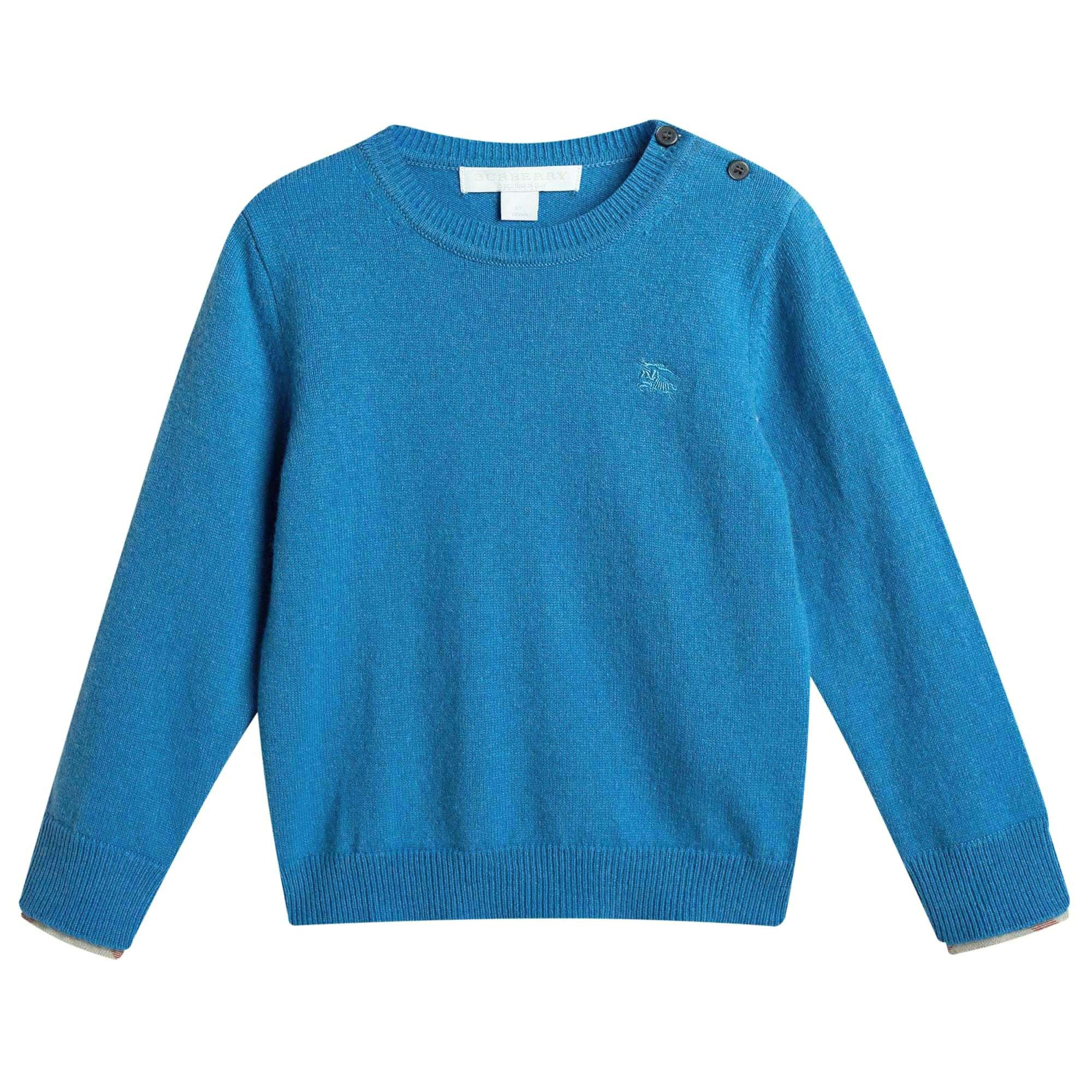 Baby Boys Light Blue Cashmere Knitted Sweater - CÉMAROSE | Children's Fashion Store - 1