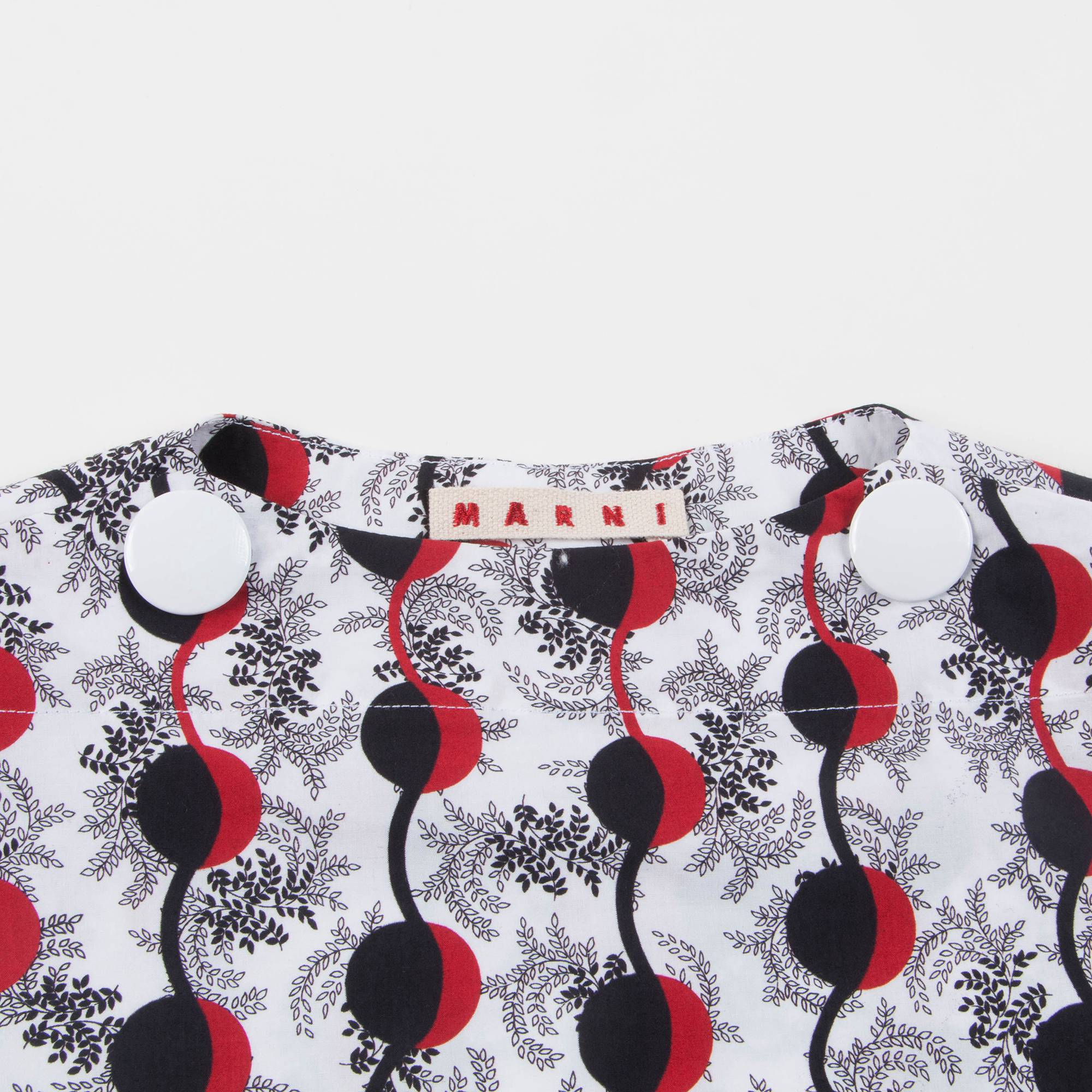 Girls White Printed Cotton Dress