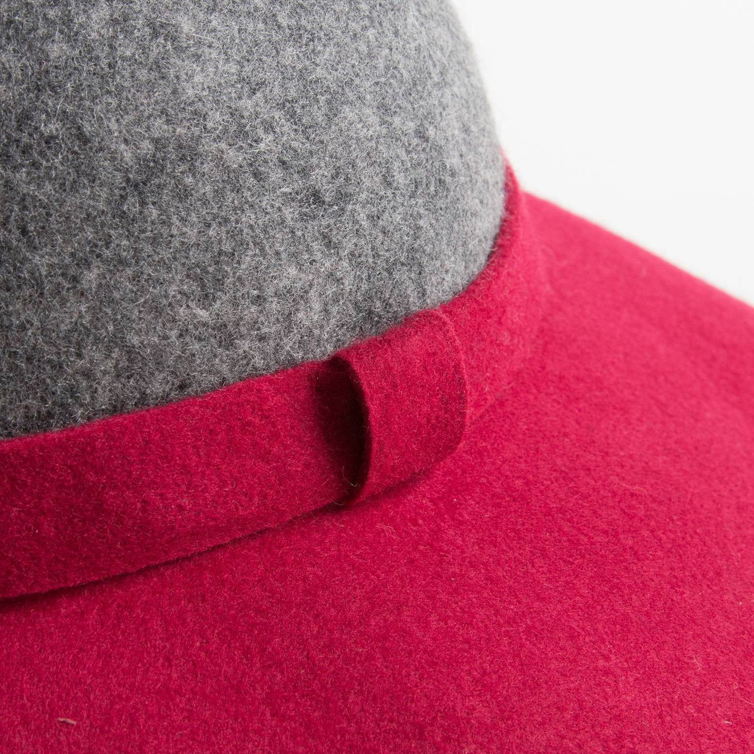 Girls Grey & Red Hat With Bow