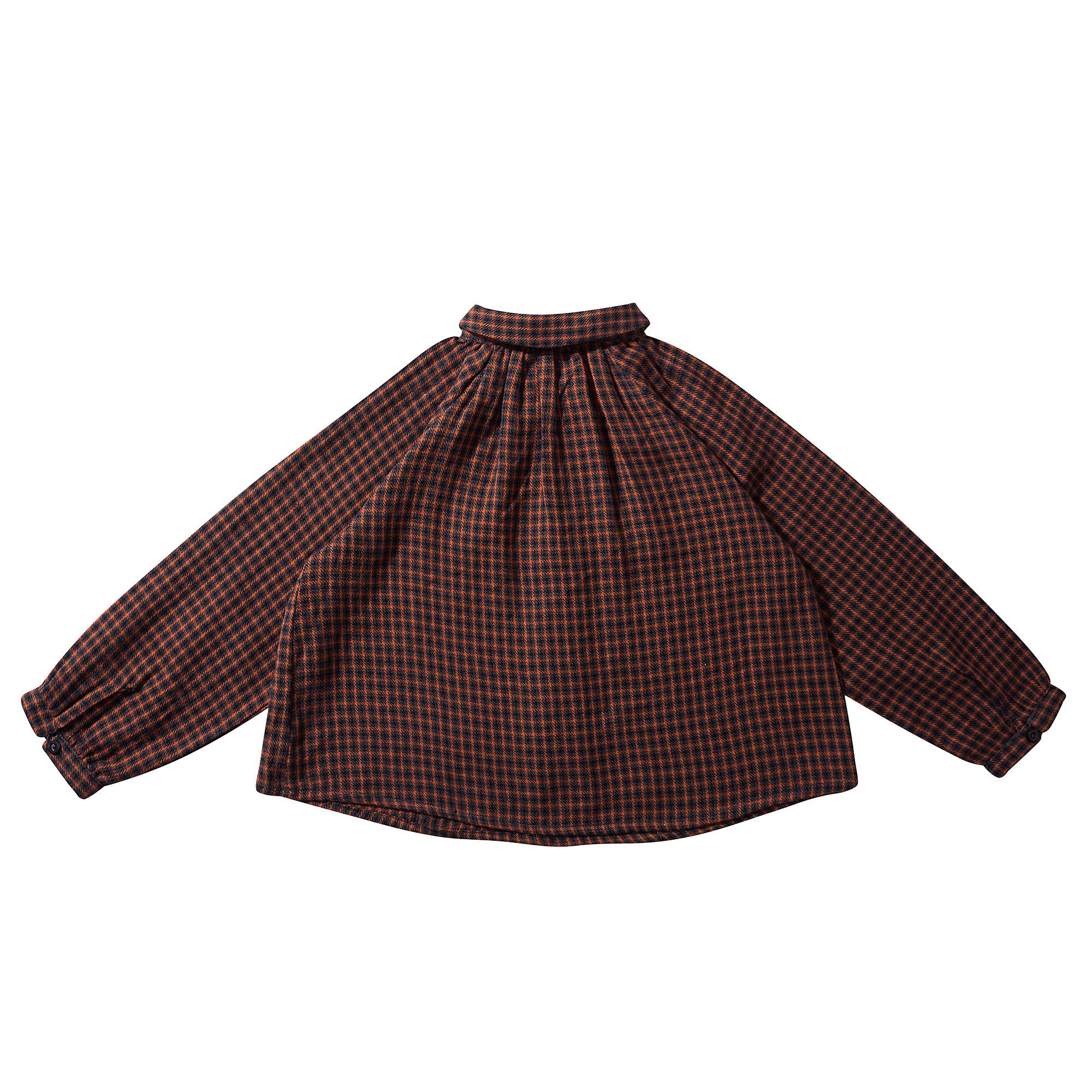 Girls Orange Check Cotton Blouse