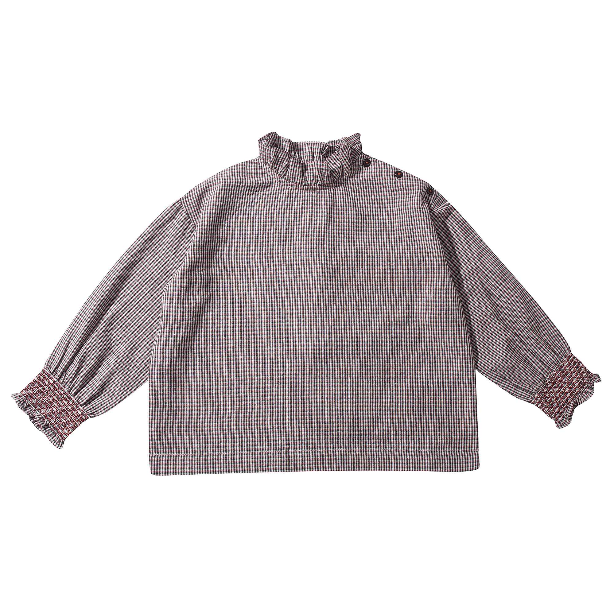 Girls Grey Micro Check Blouse