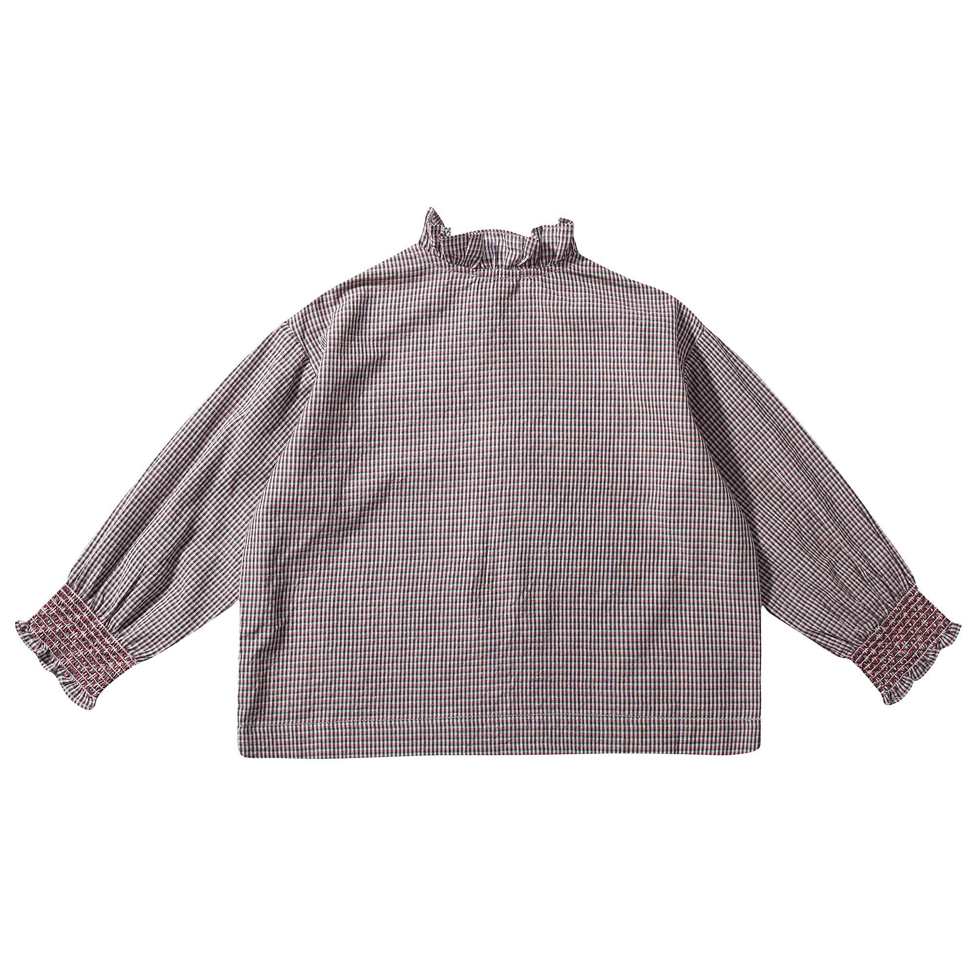 Girls Grey Micro Check Blouse