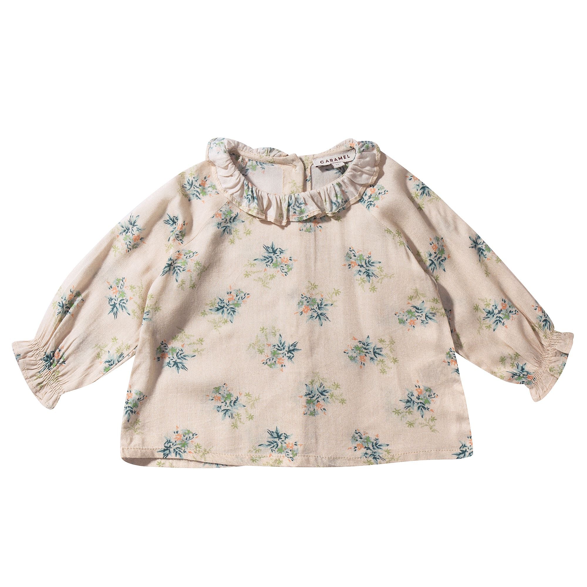 Baby Girls Ivory Flowers Printed Woven Blouse