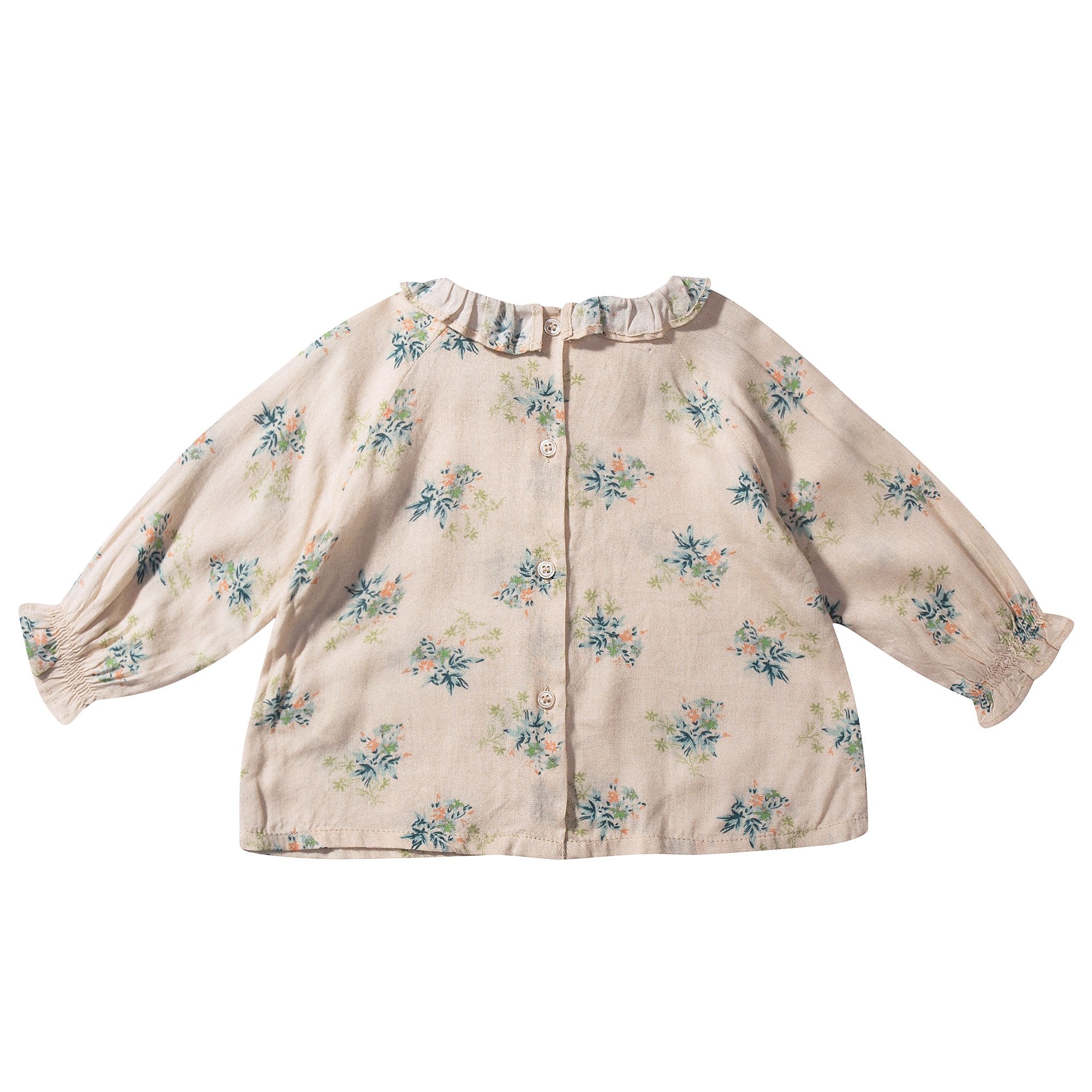 Baby Girls Ivory Flowers Printed Woven Blouse
