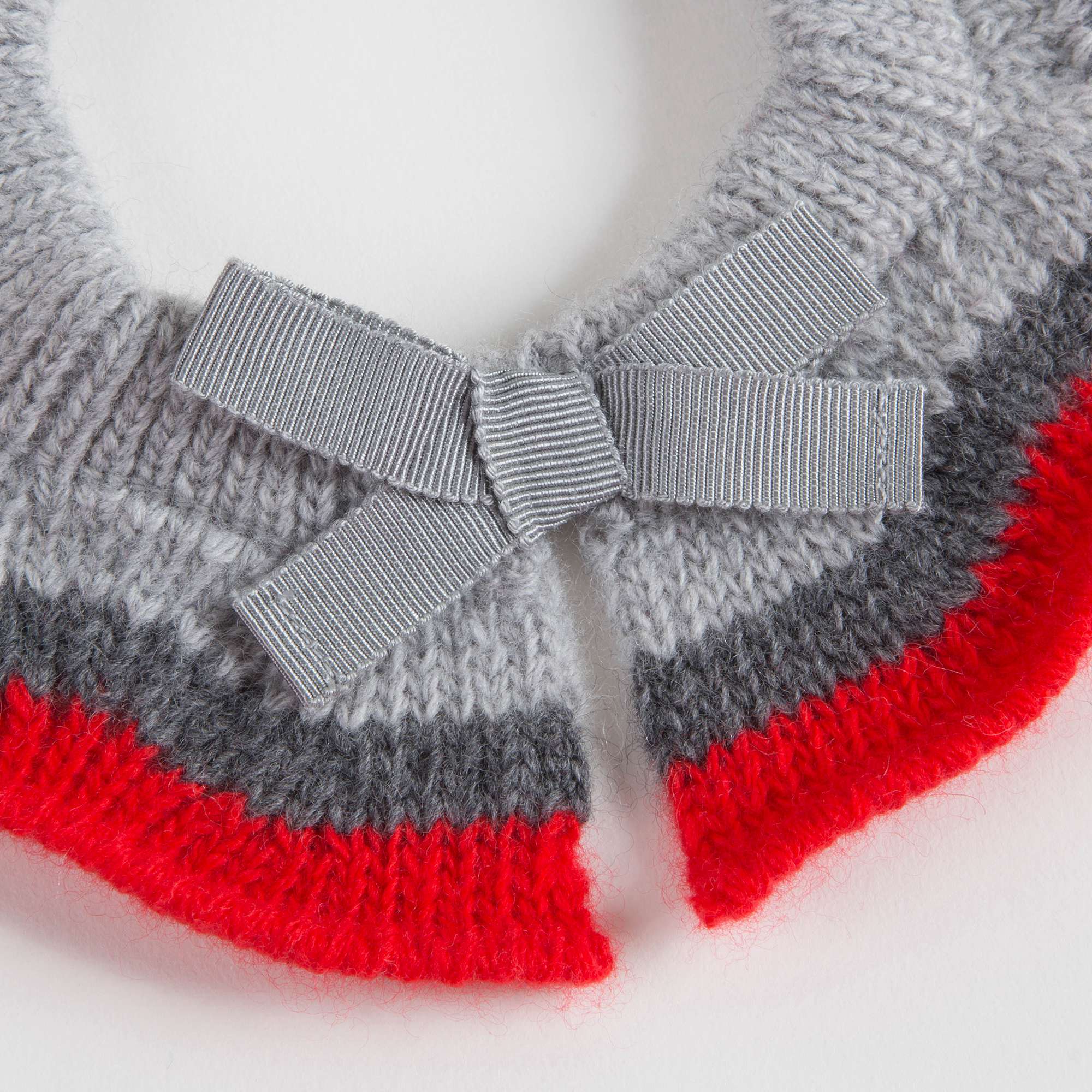 Girls Red & Grey Detachable Collar