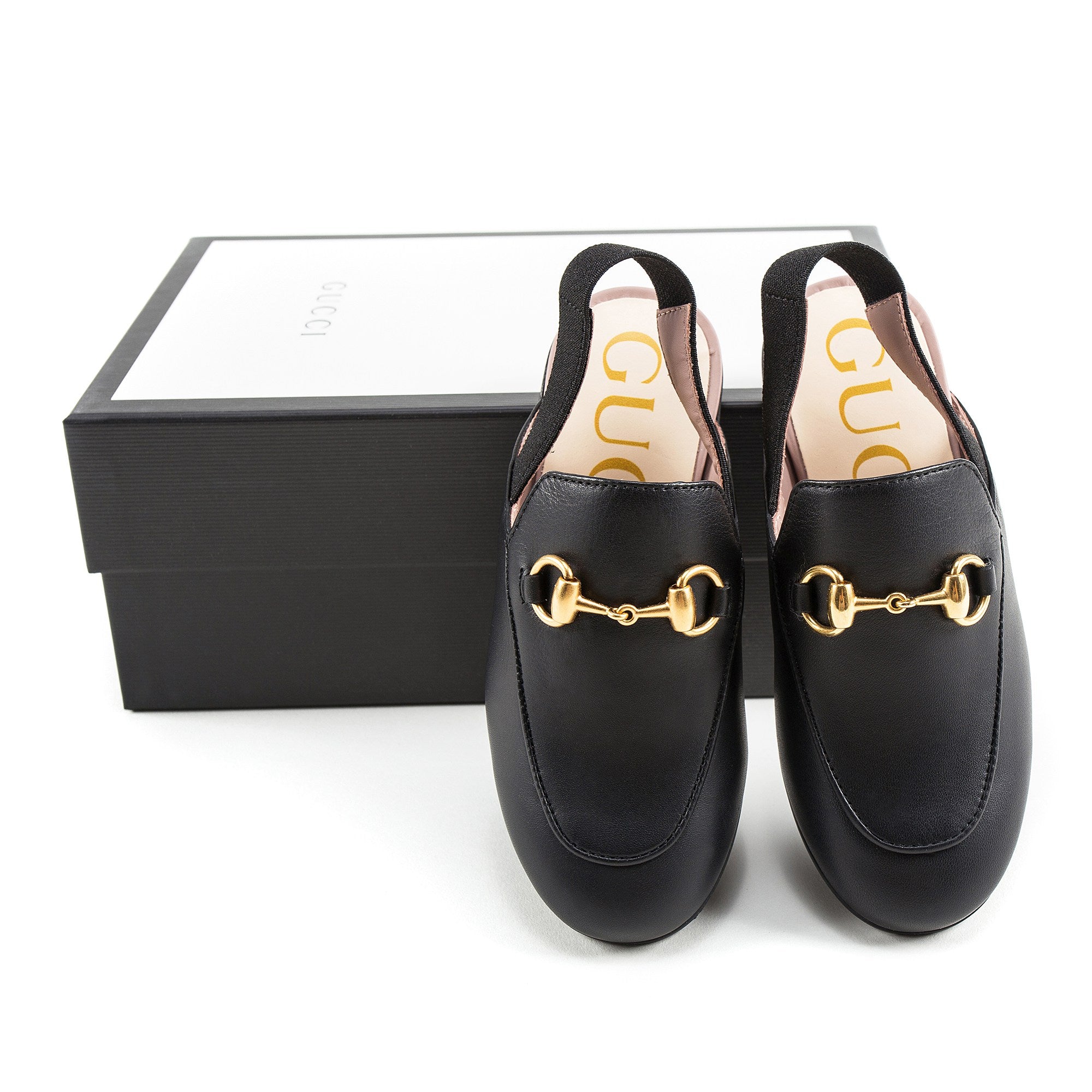 Boys & Girls Black Leather Sandals