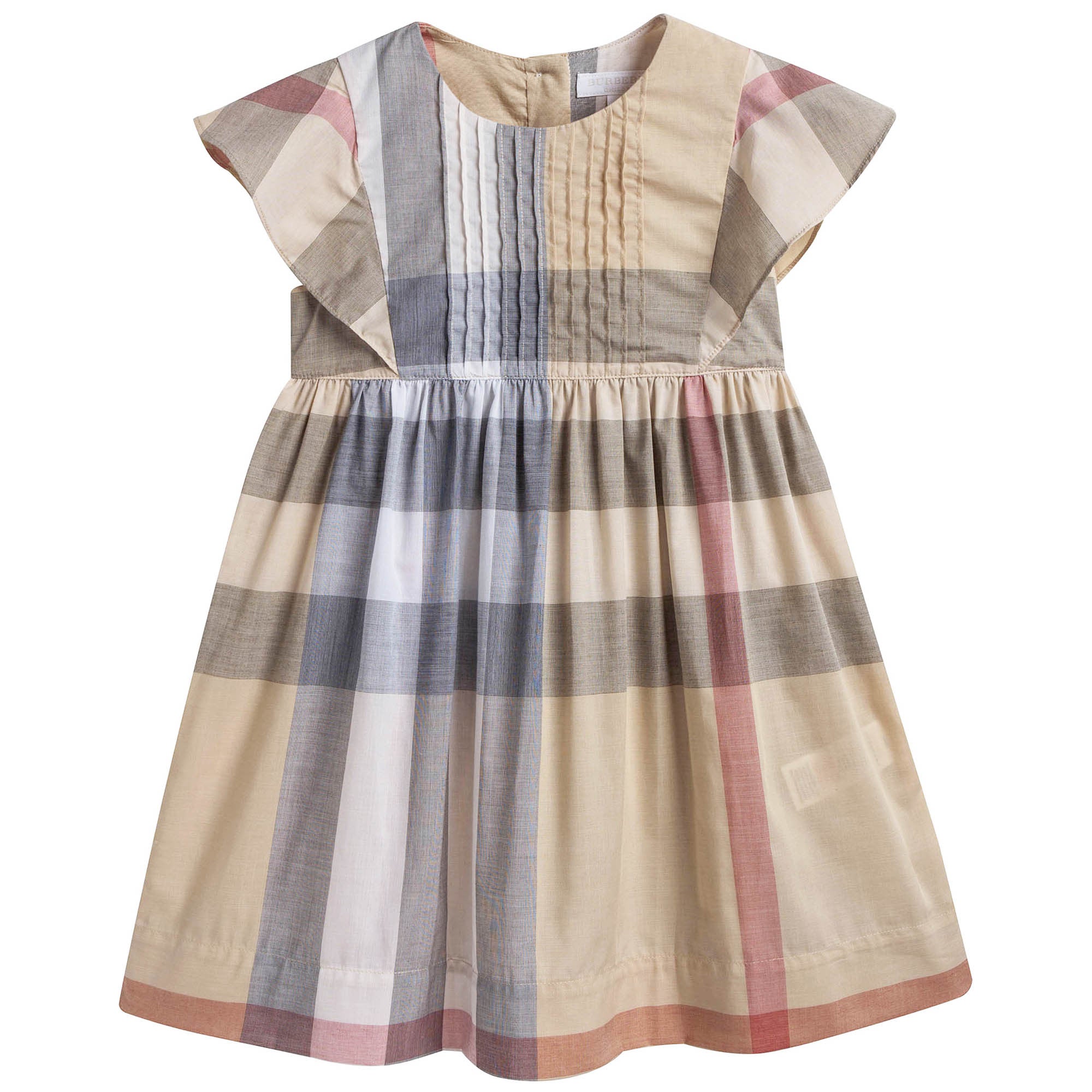 Girls Beige Classic Check Dress