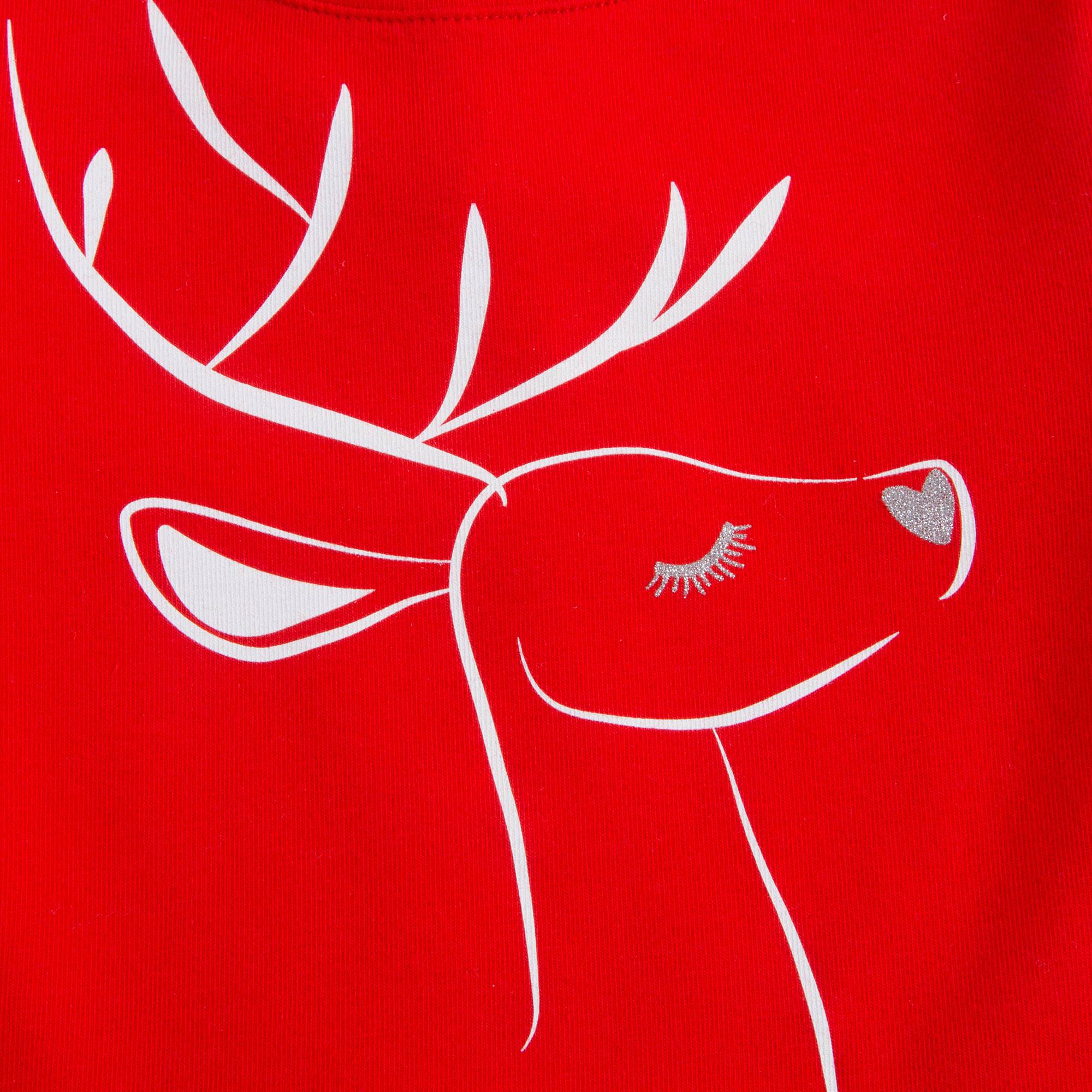 Girls Lava Red & Solver Cotton T-shirt