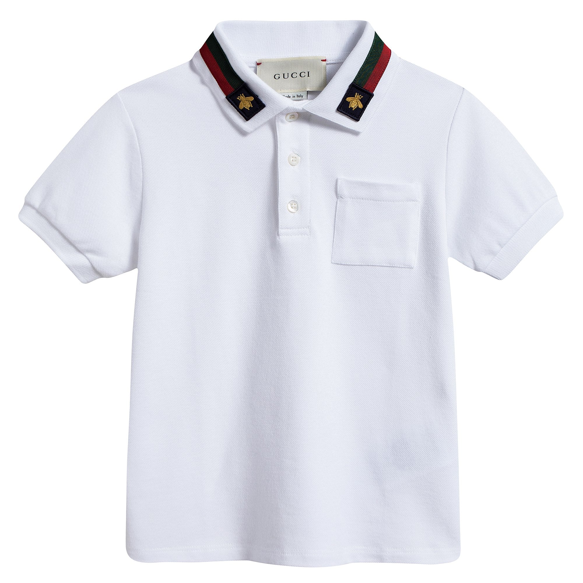 Boys White Cotton Polo Shirt With Star Trim