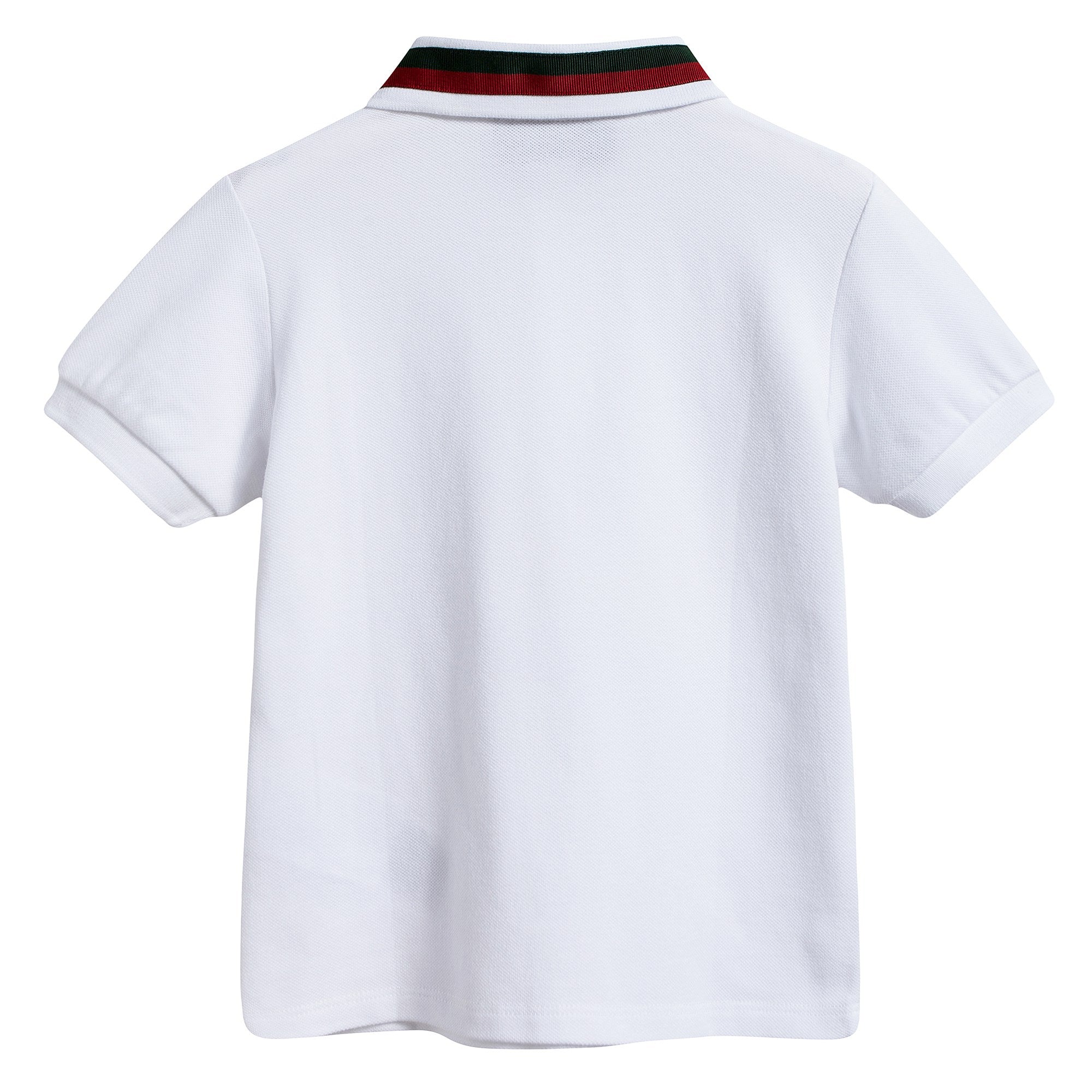 Boys White Cotton Polo Shirt With Star Trim