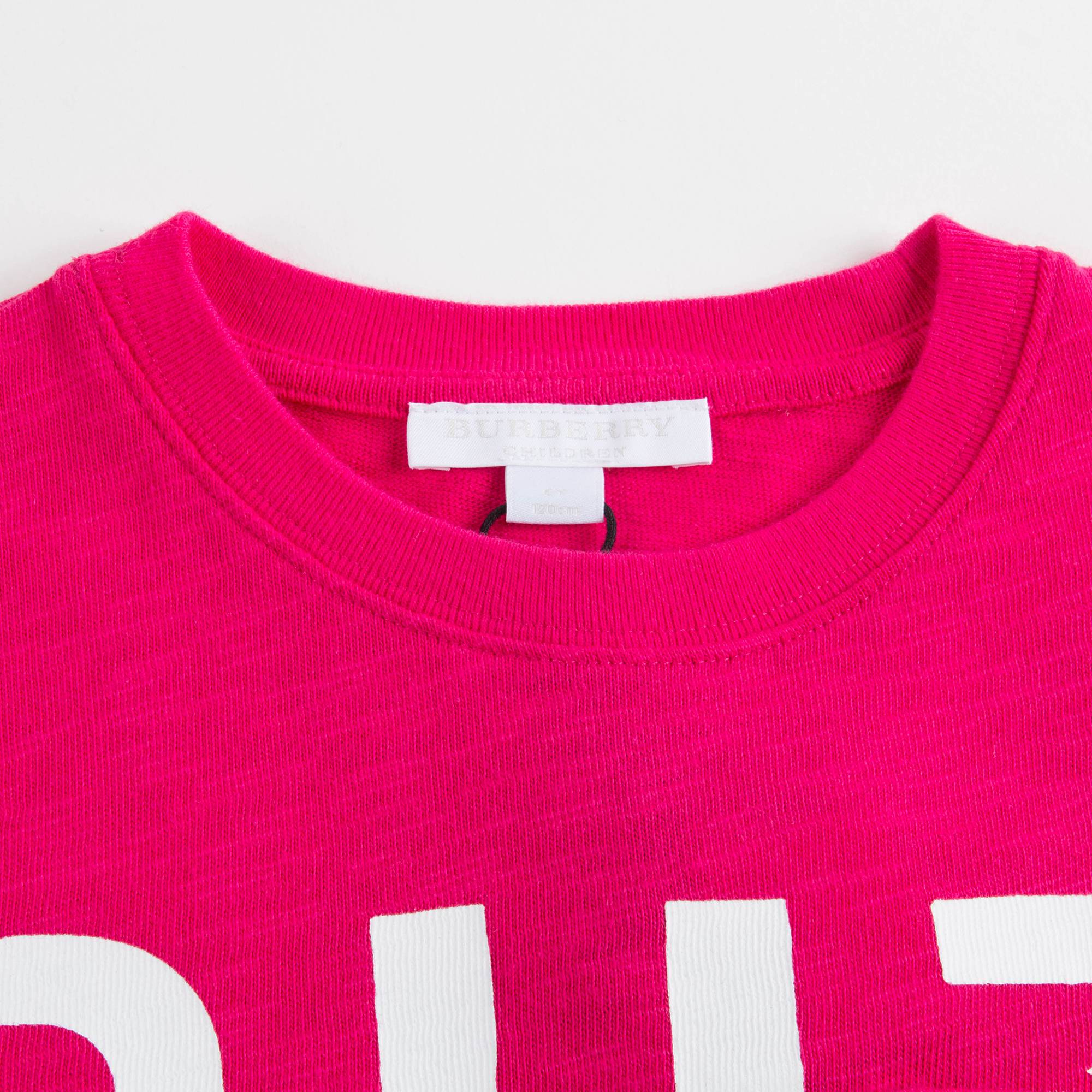 Girls Raspberry Pink Logo Cotton T-shirt