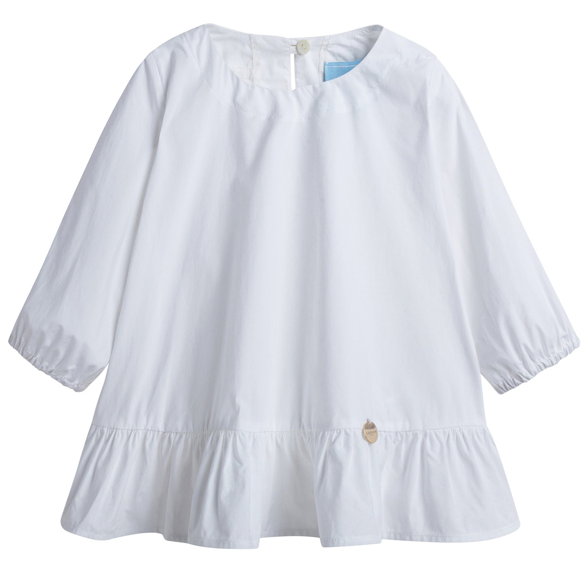 Girls White Cotton Top With Flounces