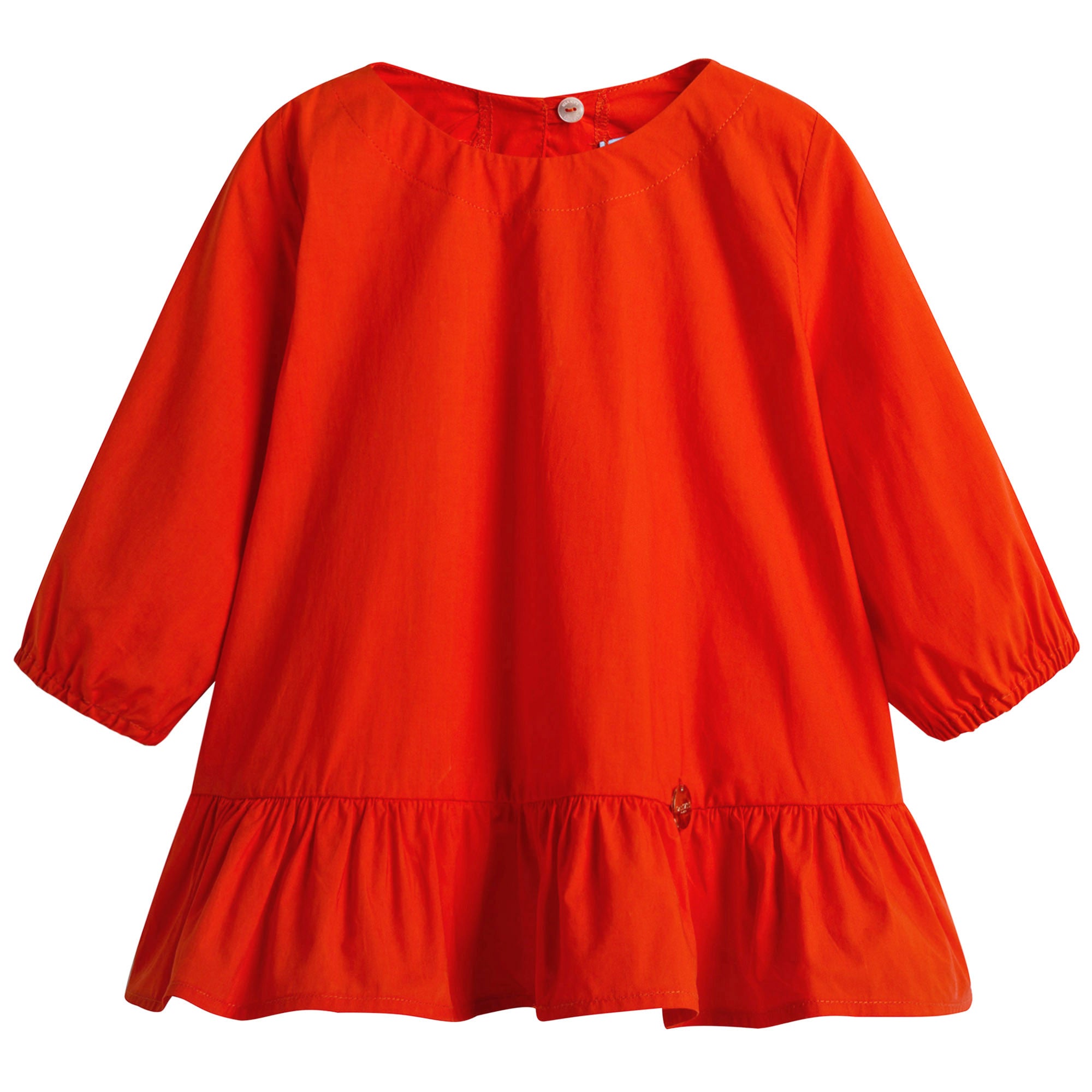 Girls Orange Cotton Top With Flounces