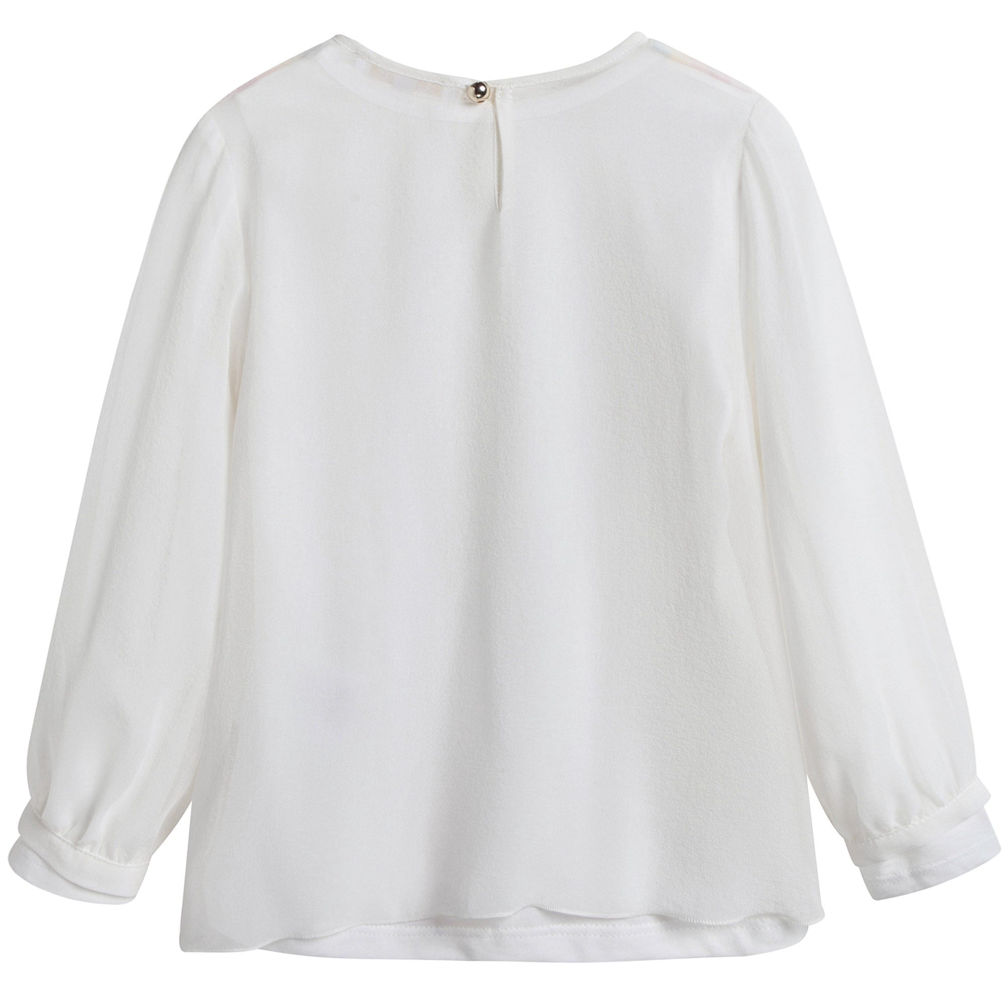 Girls White Silk Crêpe Blouse