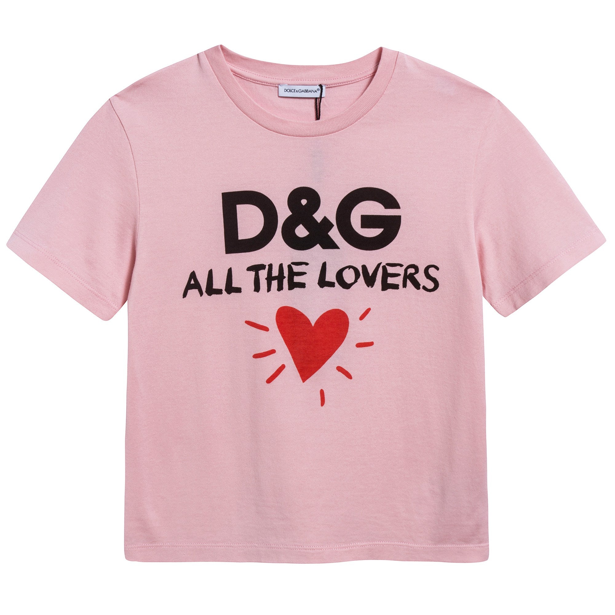 Girls Pink "DG & Love" Cotton T-shirt