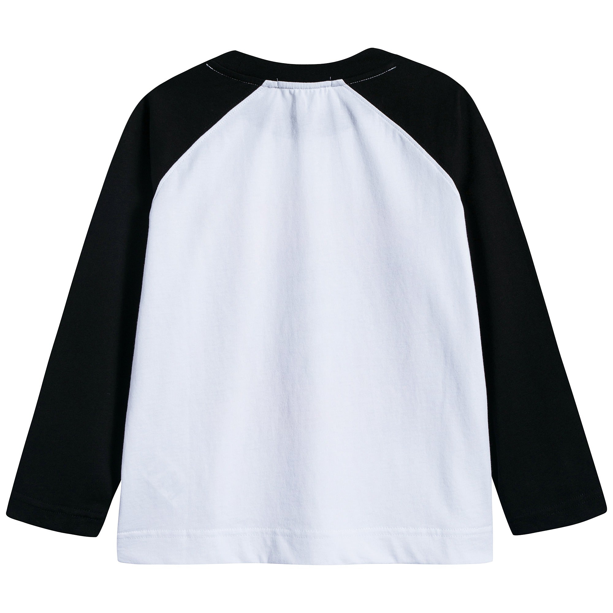 Boys White & Black Cotton T-shirt