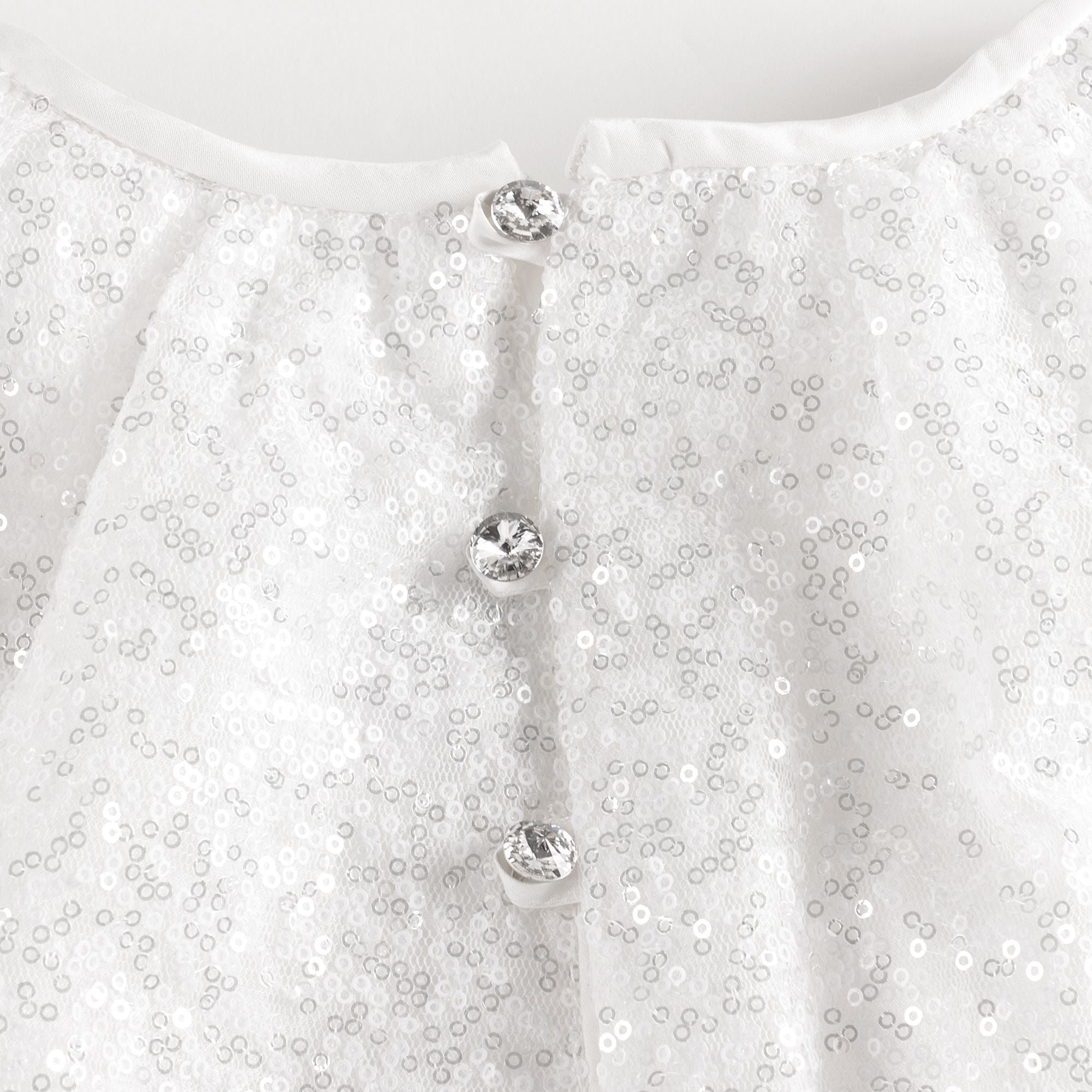 Girls White Glitter Dress