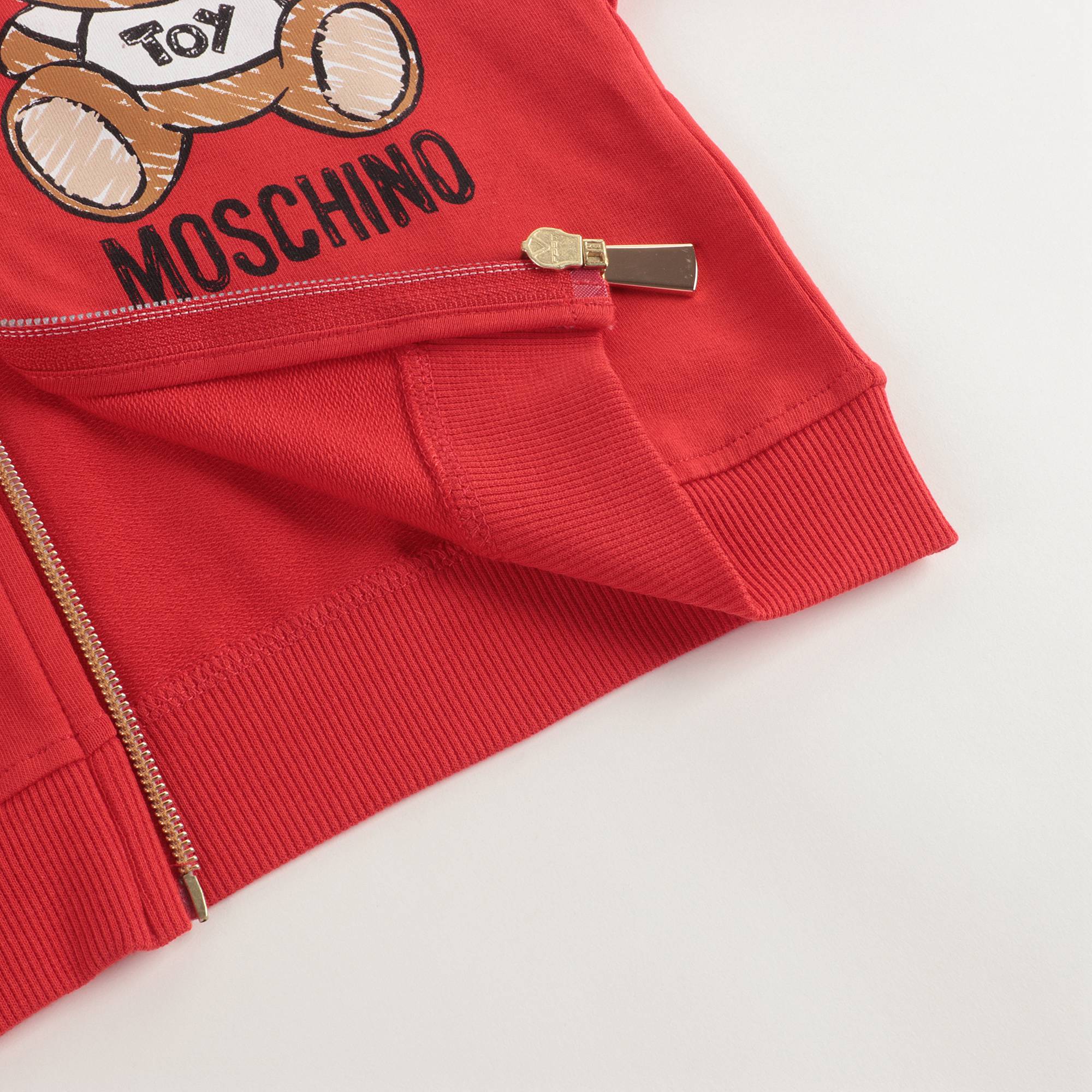 Girls Red Teddy Zip Sweatshirt