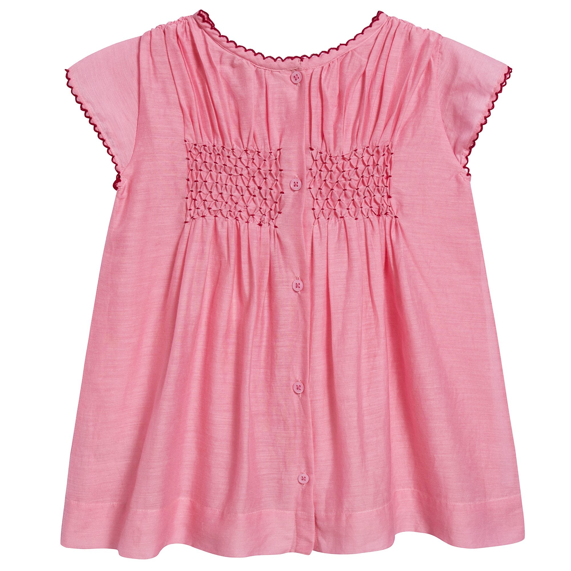 Baby Girls Candy Pink Cotton Woven Dress