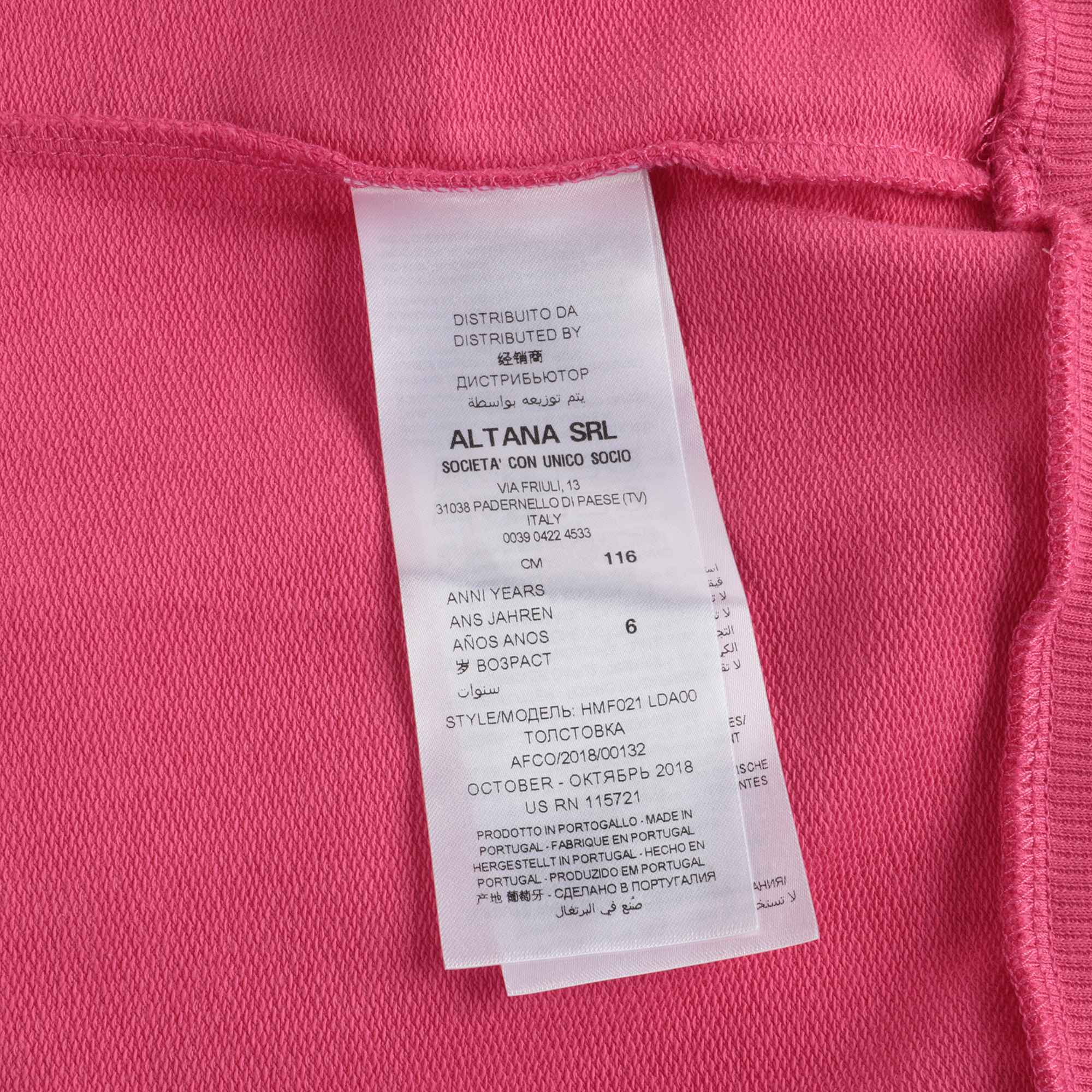Girls Fuxia Teddy Hooded Cotton Sweatshirt