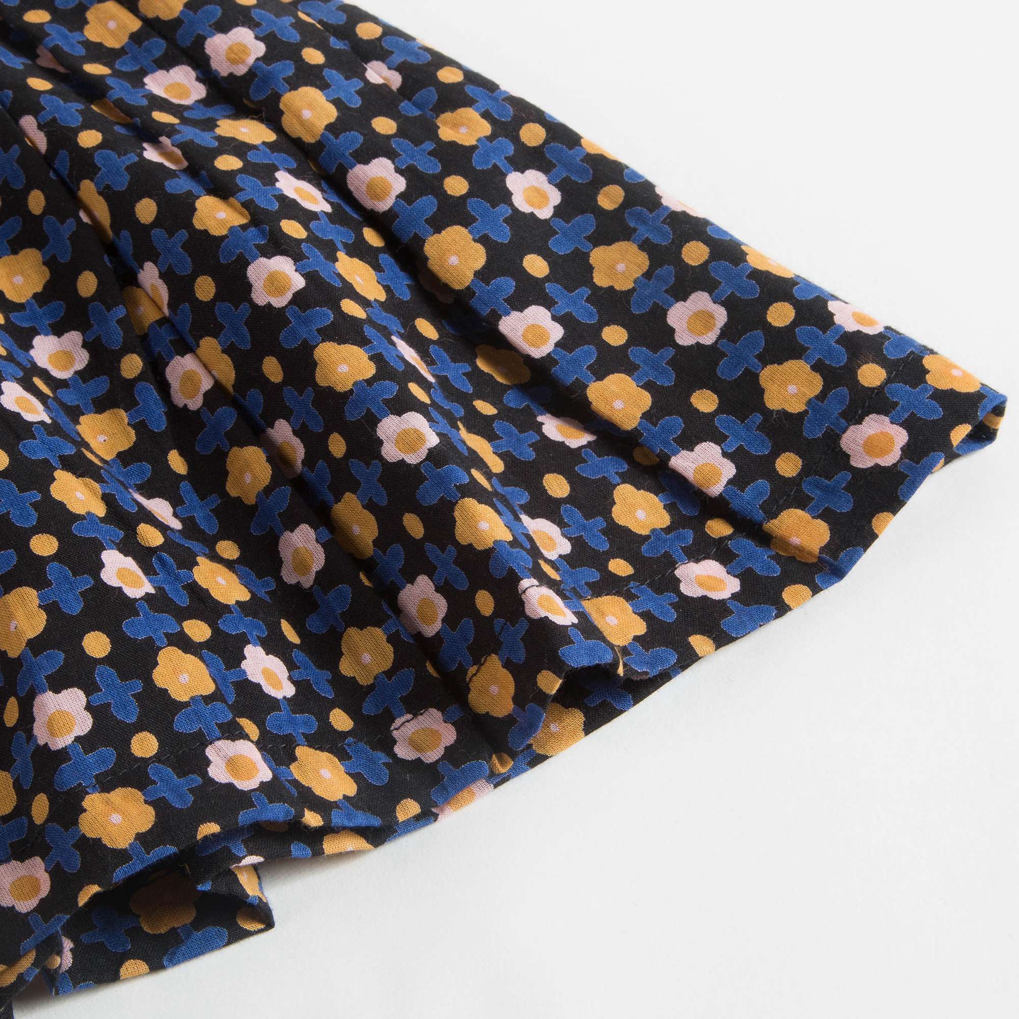 Girls Black Flower Cotton Skirt