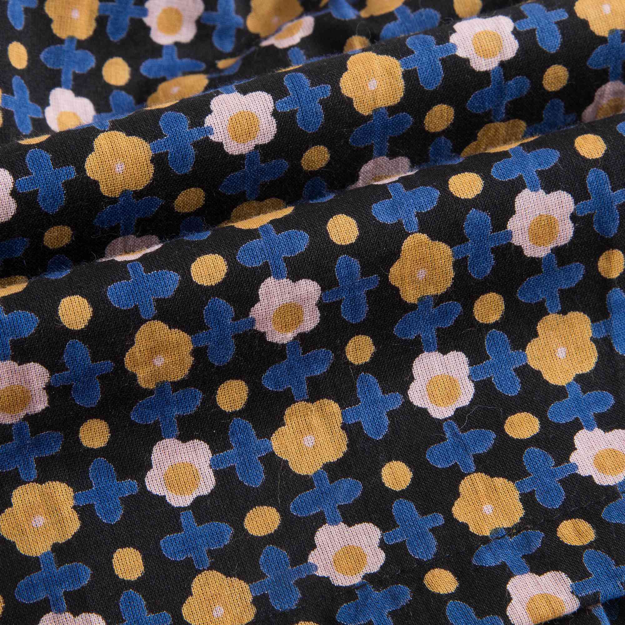 Girls Black Flower Cotton Skirt