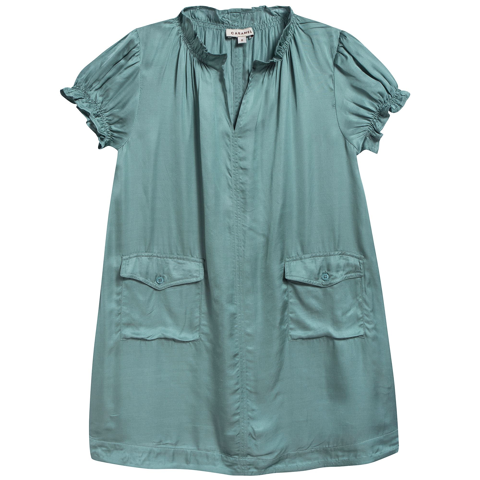 Girls Dusty Turquoise Woven Dress