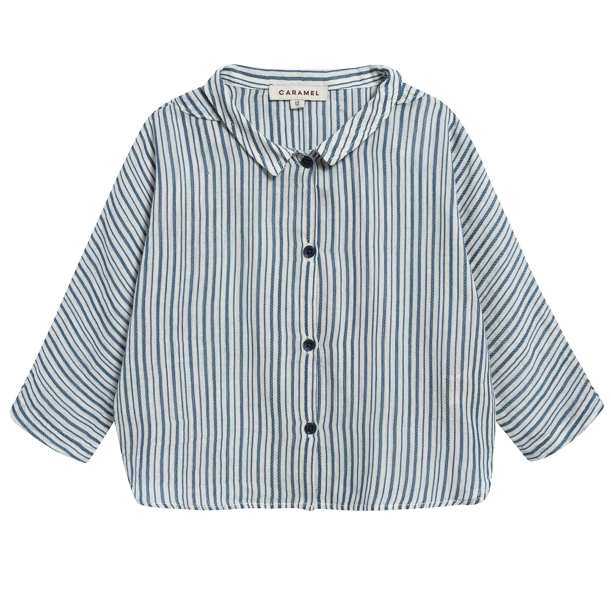 Baby Boys Blue Stripe Cotton Woven T-shirt