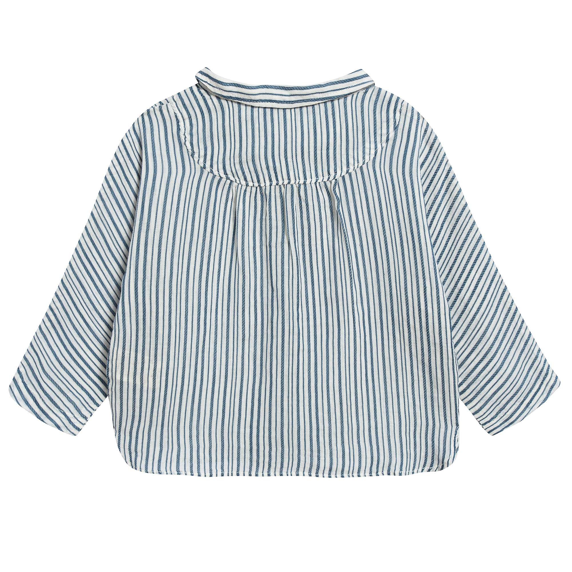 Baby Boys Blue Stripe Cotton Woven T-shirt