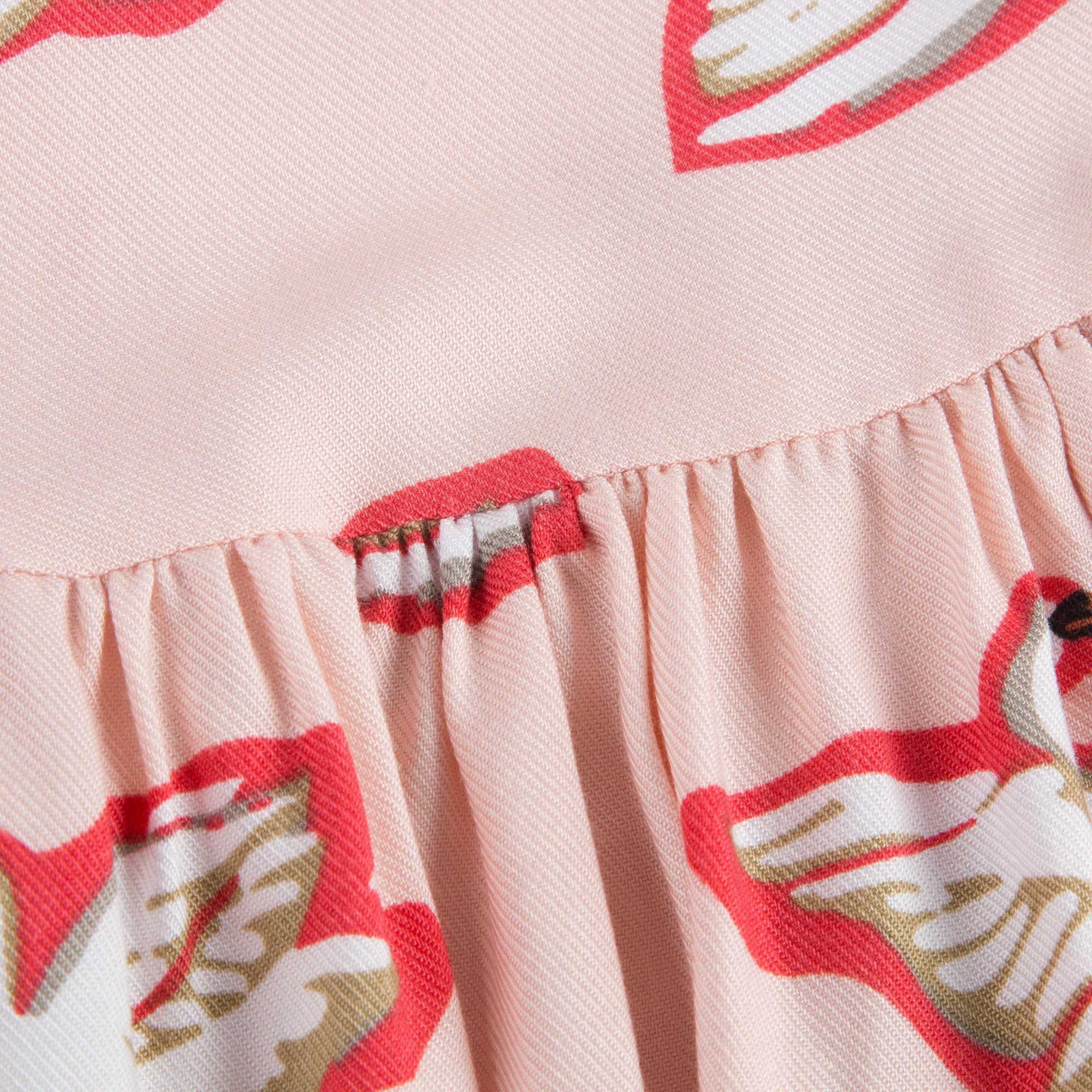 Baby Girls Pink Fleur Swan Printed Dress