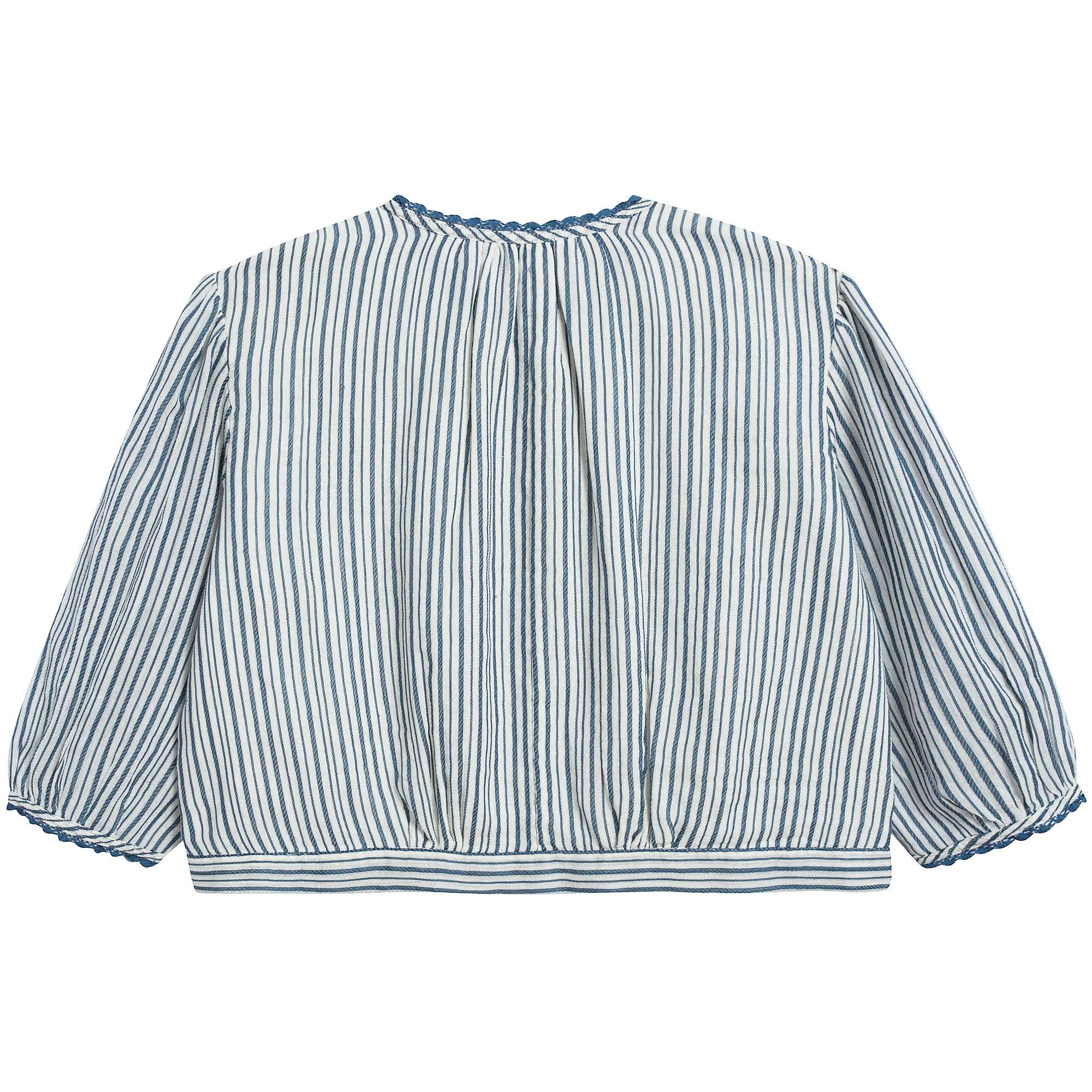 Boys & Girls Blue Stripe Cotton Woven Bloues