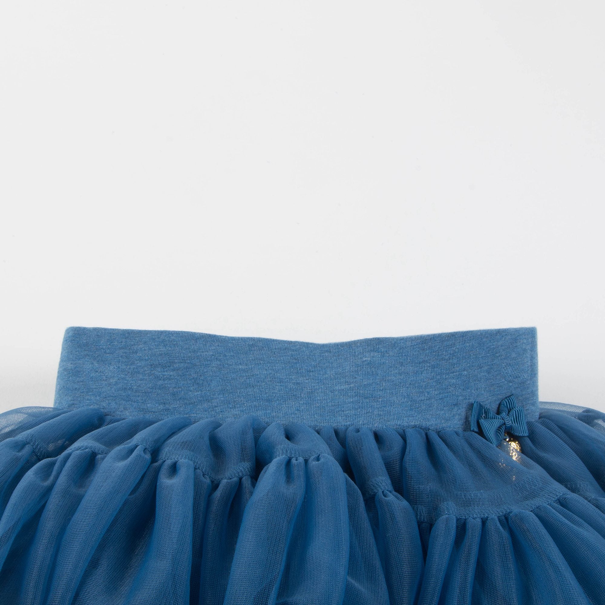Girls Denim Blue Nylon Knitted Skirt